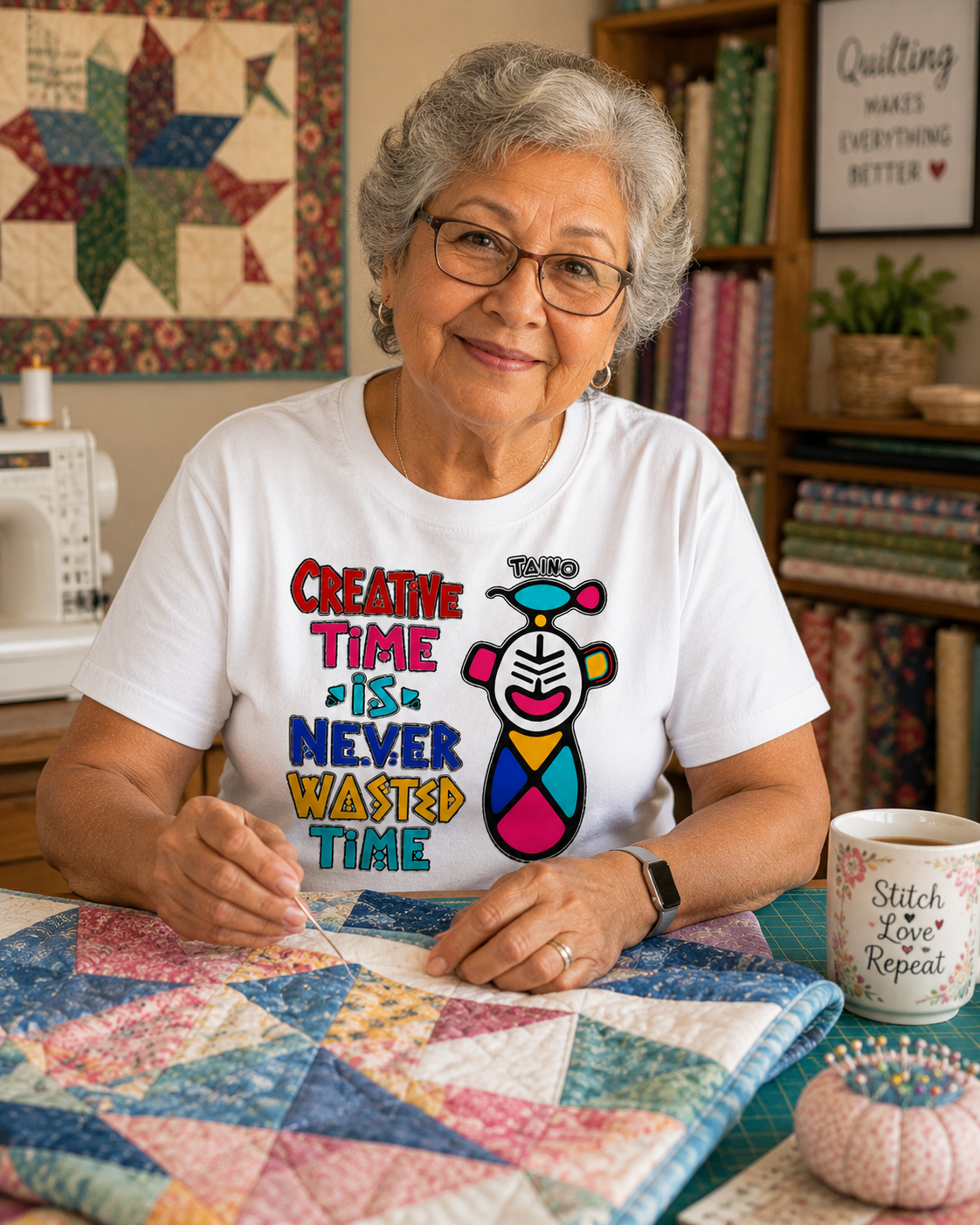 Creative Time Never Wasted Time TAINO T-Shirt | Colorful Abstract Art Tee - Image 5