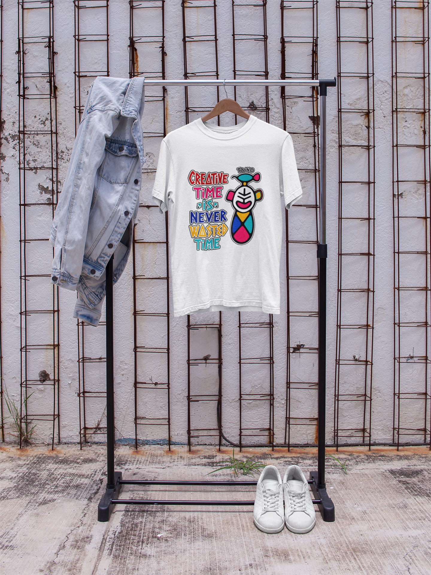 Creative Time Never Wasted Time TAINO T-Shirt | Colorful Abstract Art Tee - Image 2