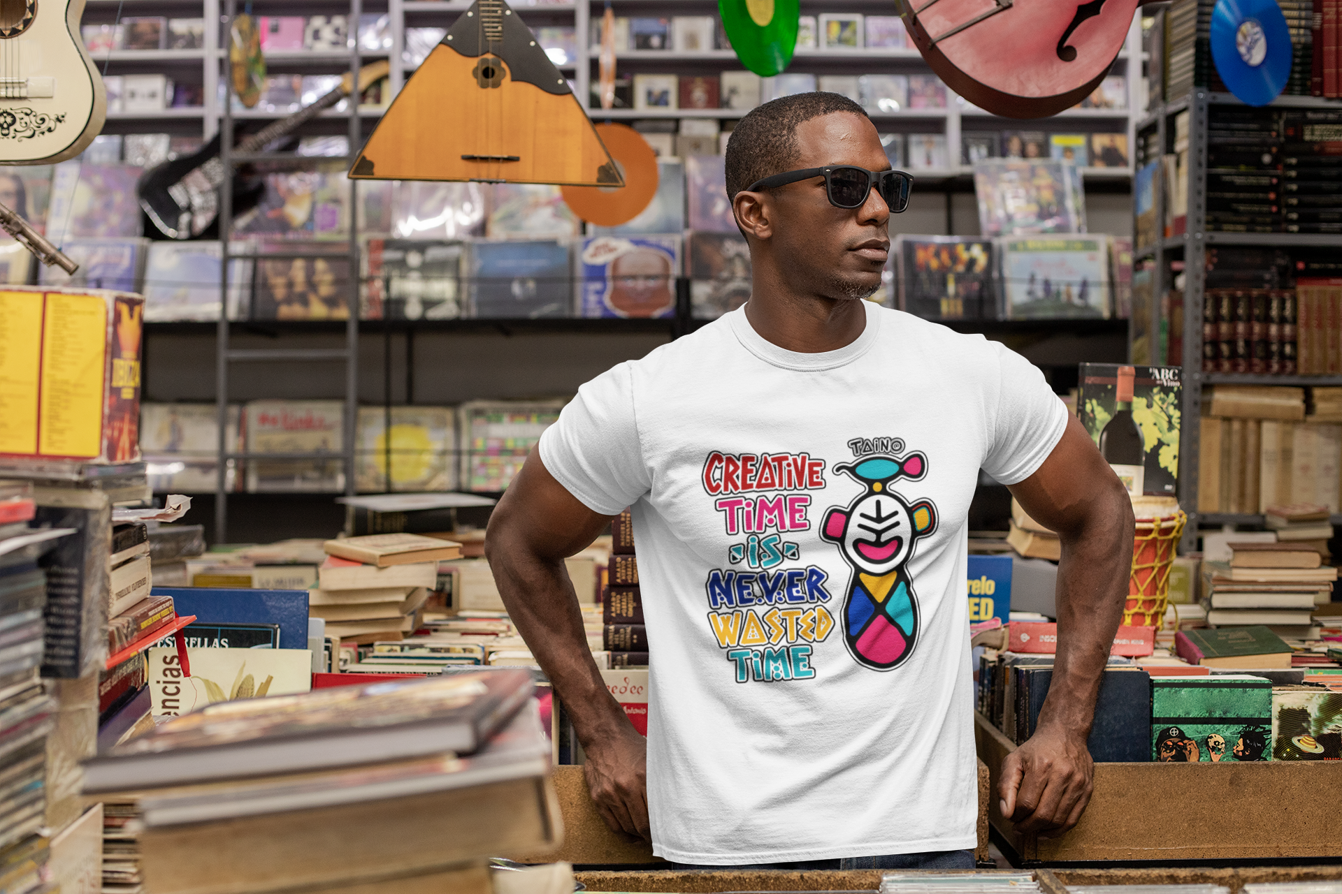 Creative Time Never Wasted Time TAINO T-Shirt | Colorful Abstract Art Tee - Image 3