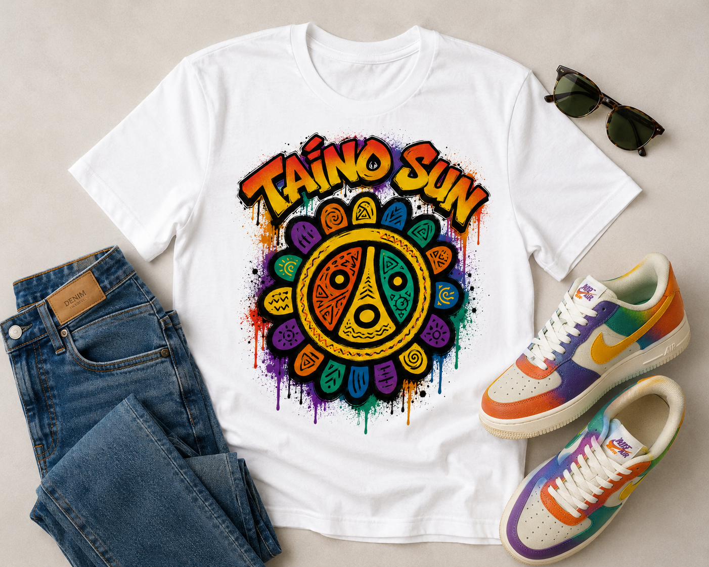 Taino Sun Graphic Tee — Colorful Indigenous Sun Spiral Shirt - Image 7