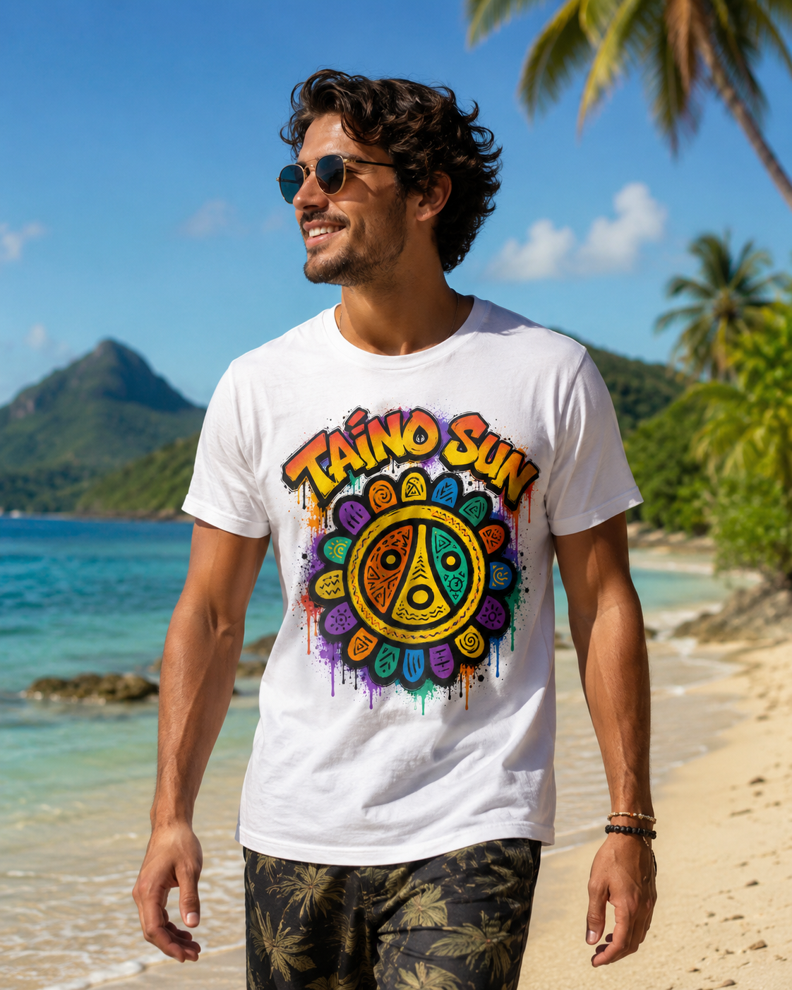 Taino Sun Graphic Tee — Colorful Indigenous Sun Spiral Shirt - Image 5