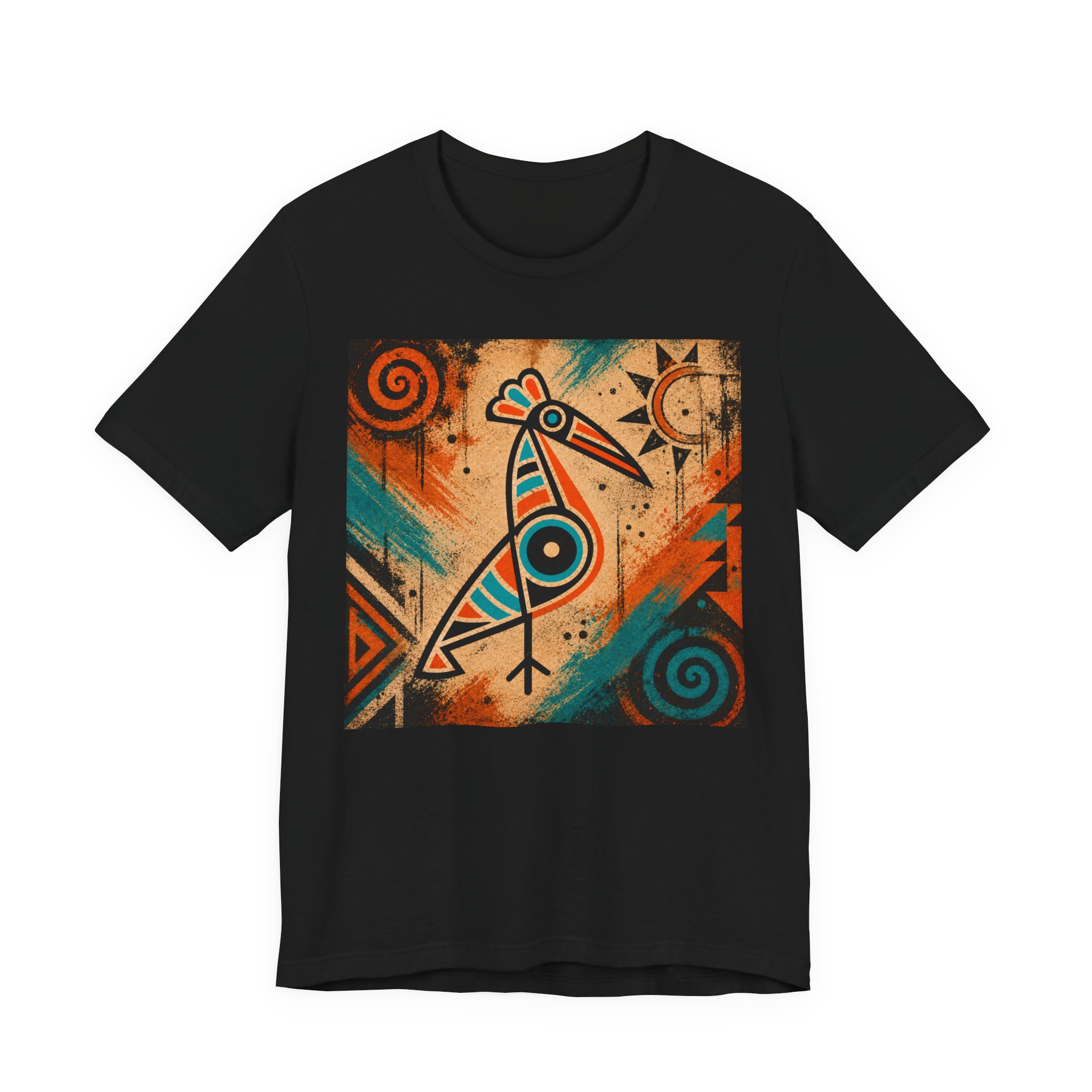 Tribal Art Graphic Tee – Native Inspired Geometric Bird Design - Image 3