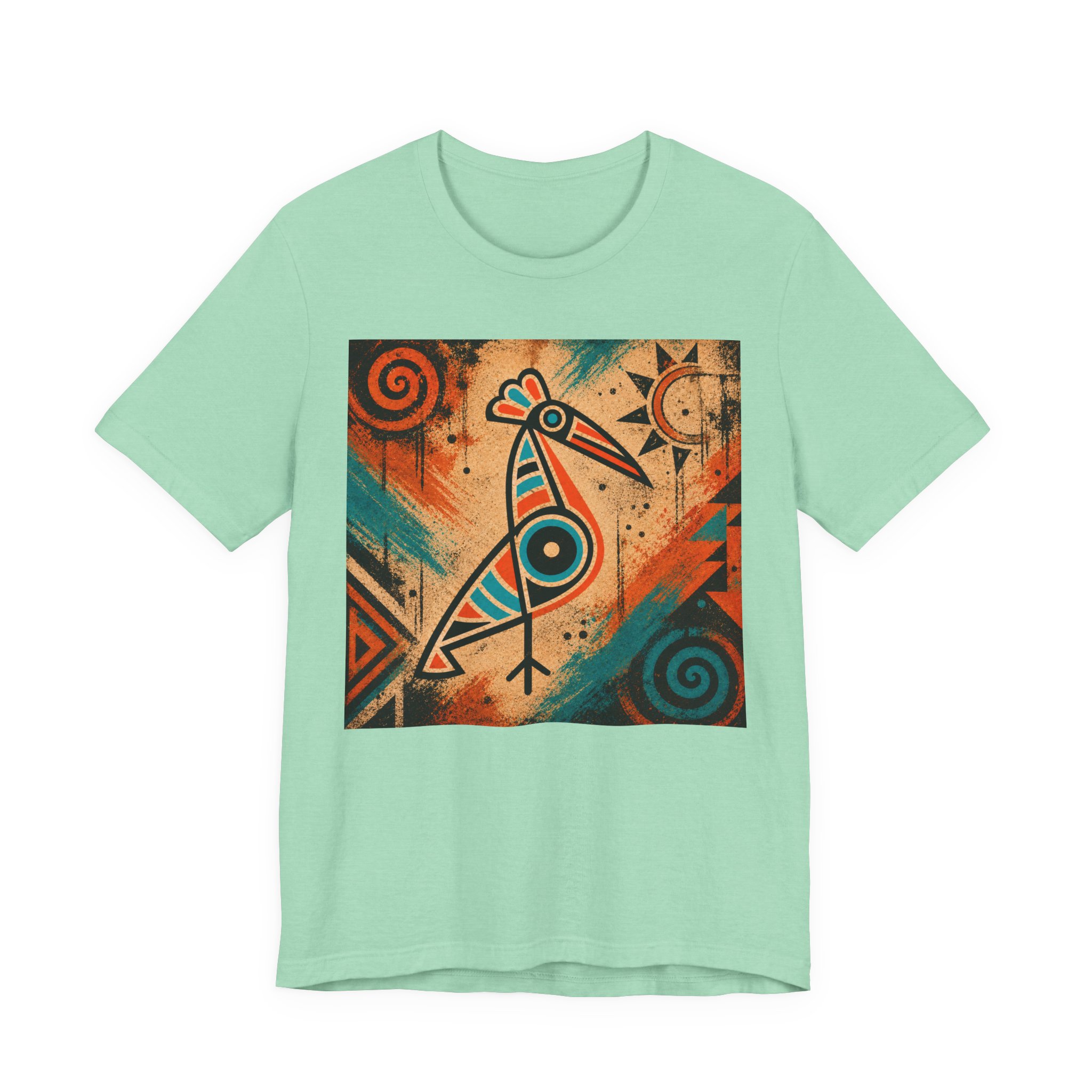 Tribal Art Graphic Tee – Native Inspired Geometric Bird Design - Image 5