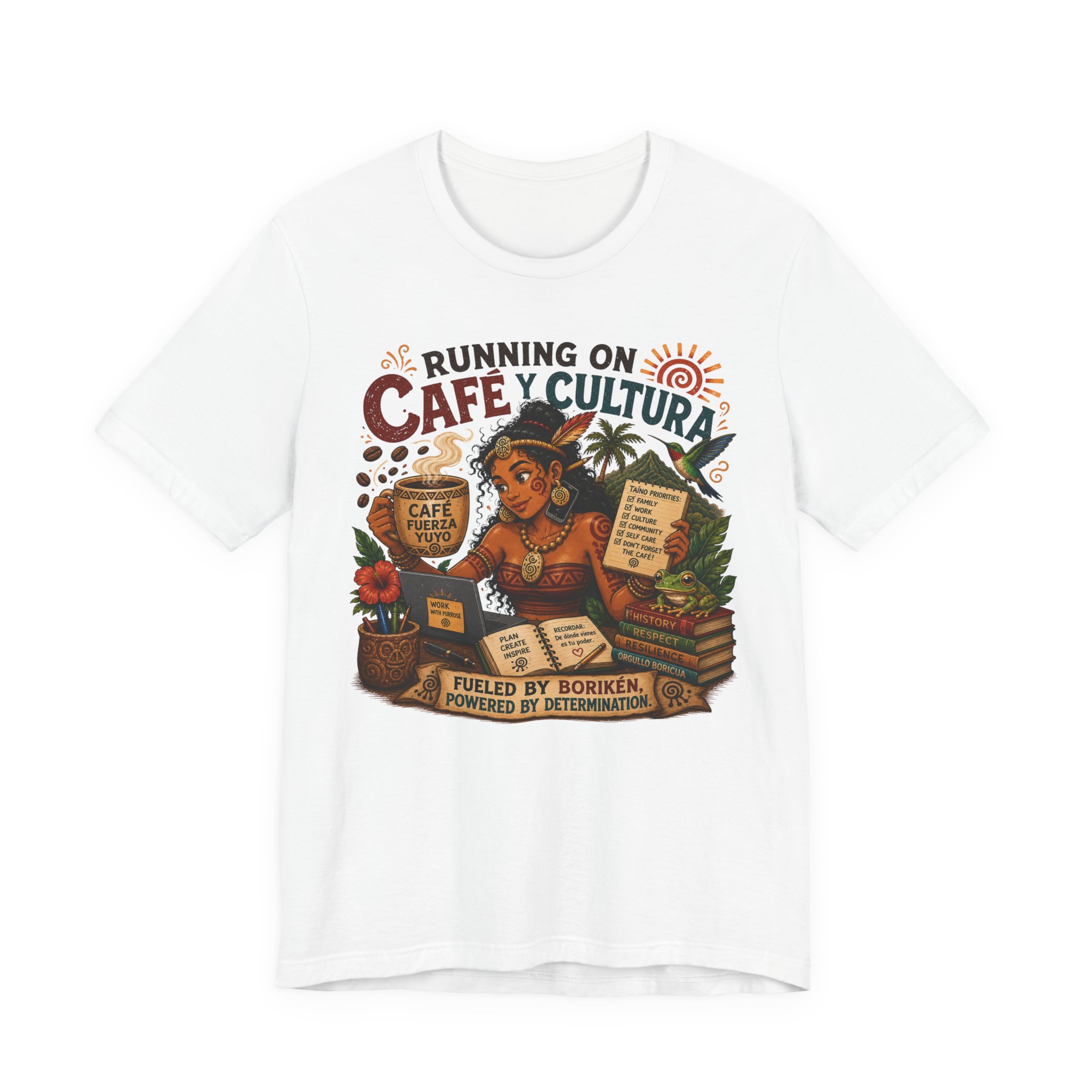 Puerto Rican Pride Coffee Tee – Running on Café y Cultura - Image 3
