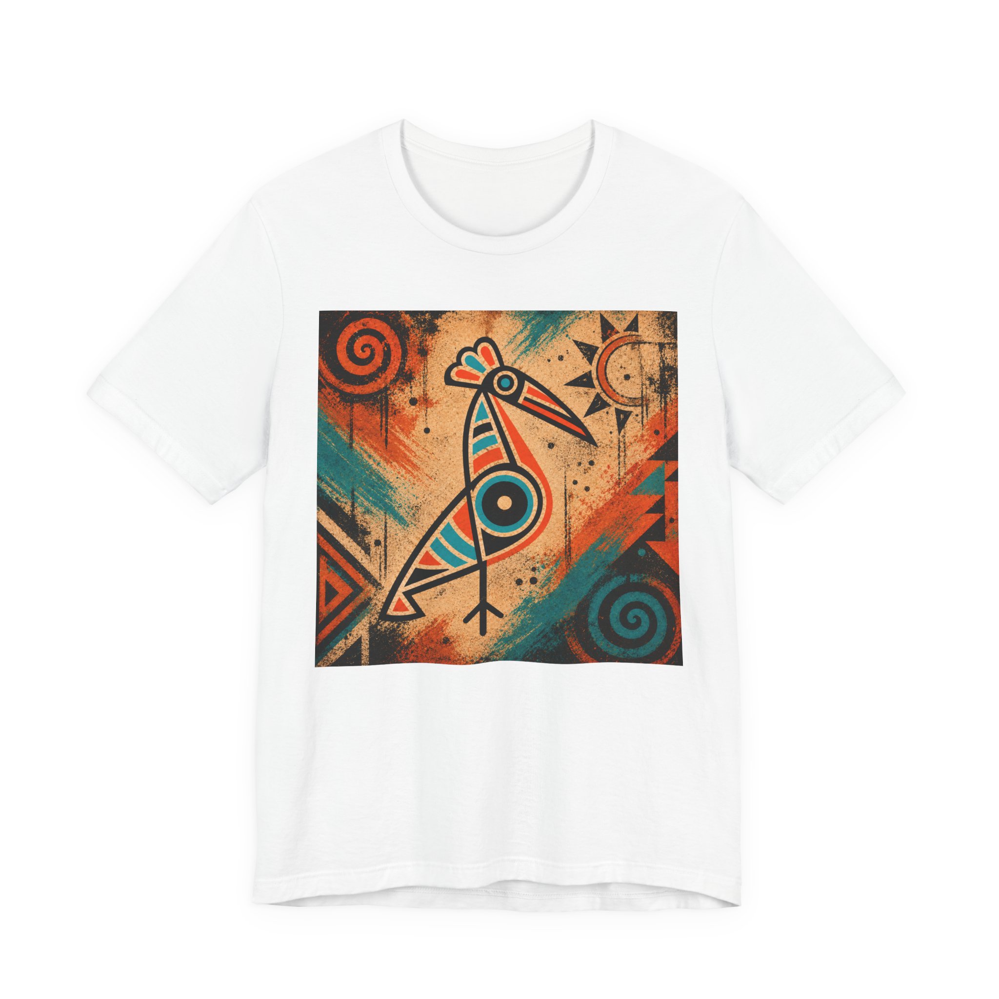 Tribal Art Graphic Tee – Native Inspired Geometric Bird Design - Image 2