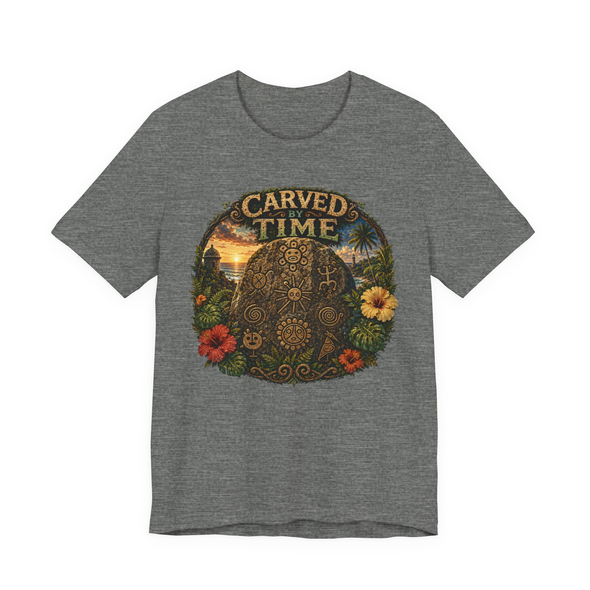 Taíno Petroglyph Puerto Rico Graphic Tee – Carved by Time - Image 3