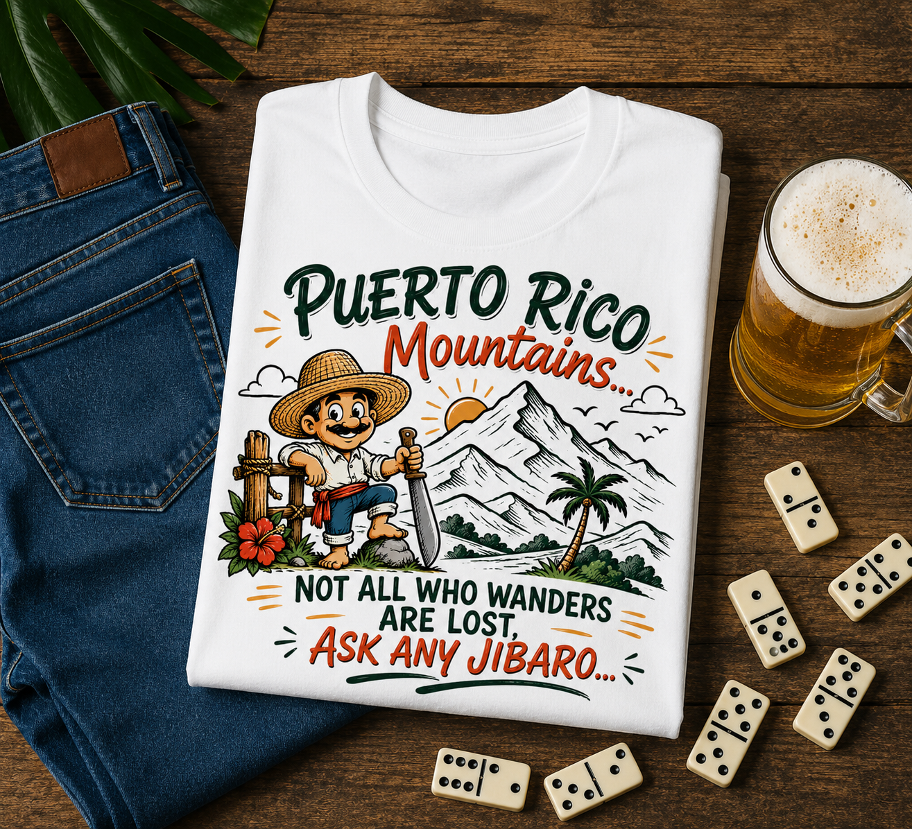 Puerto Rico Mountains T‑Shirt Not All Who Wander Are Lost, Ask Any Jíbaro