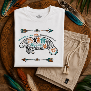 Manatee Tribal Arrow T-Shirt Nautical Boho Graphic Tee with 'Turtle Dolphin Manatee' Motif