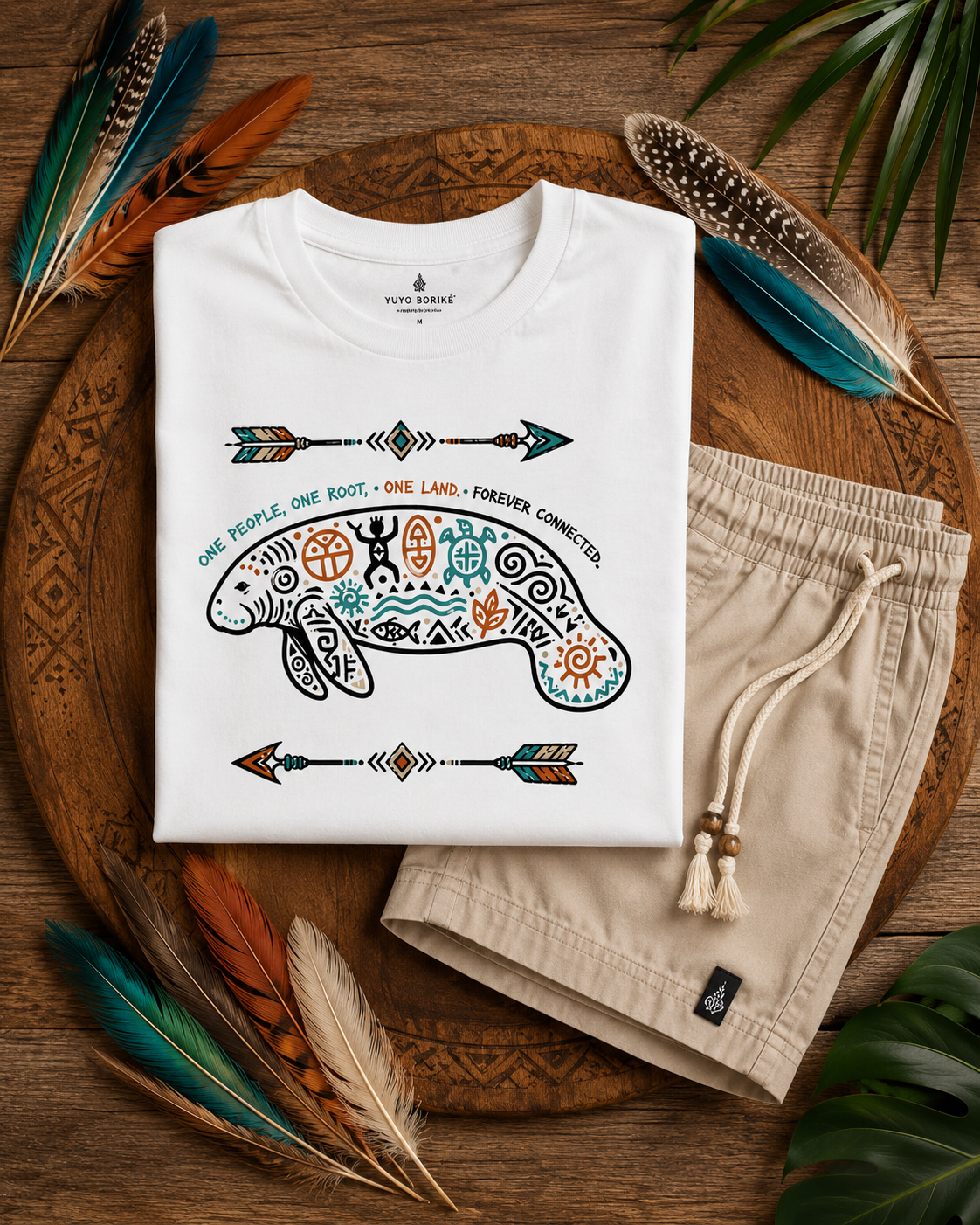Manatee Tribal Arrow Graphic Tee — Coastal Wildlife Shirt