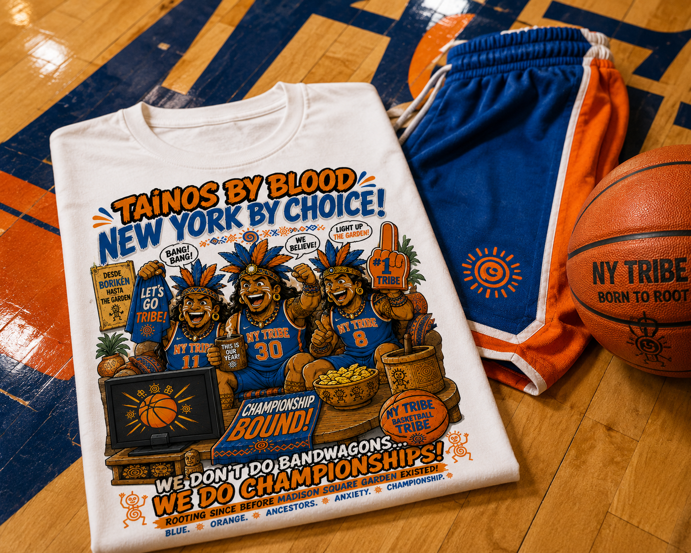 Taínos by Blood, New York by Choice Basketball T-Shirt