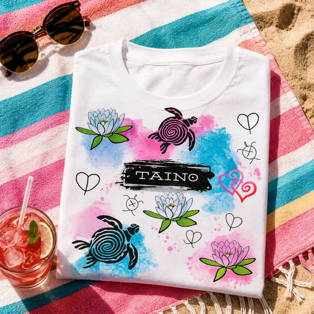 Caribbean Wildlife Tee - Protect Their Playground, Respect the Residents t-shirt with turtle and floral art