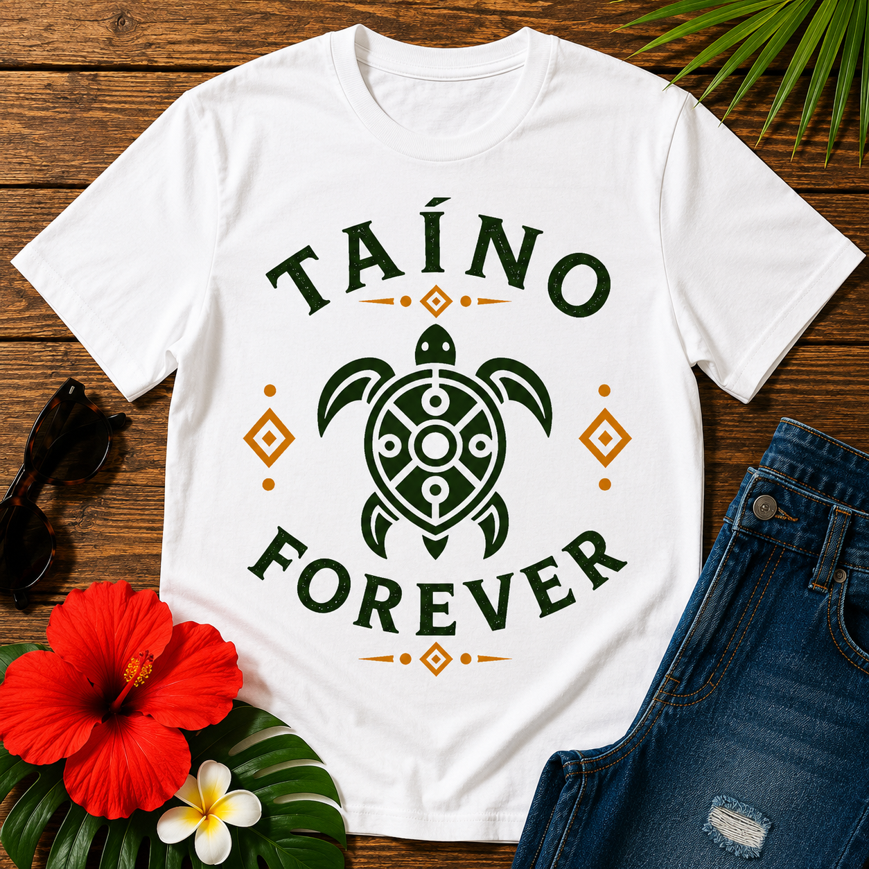 Taíno Forever T-Shirt featuring Indigenous turtle symbol inspired by Taíno heritage