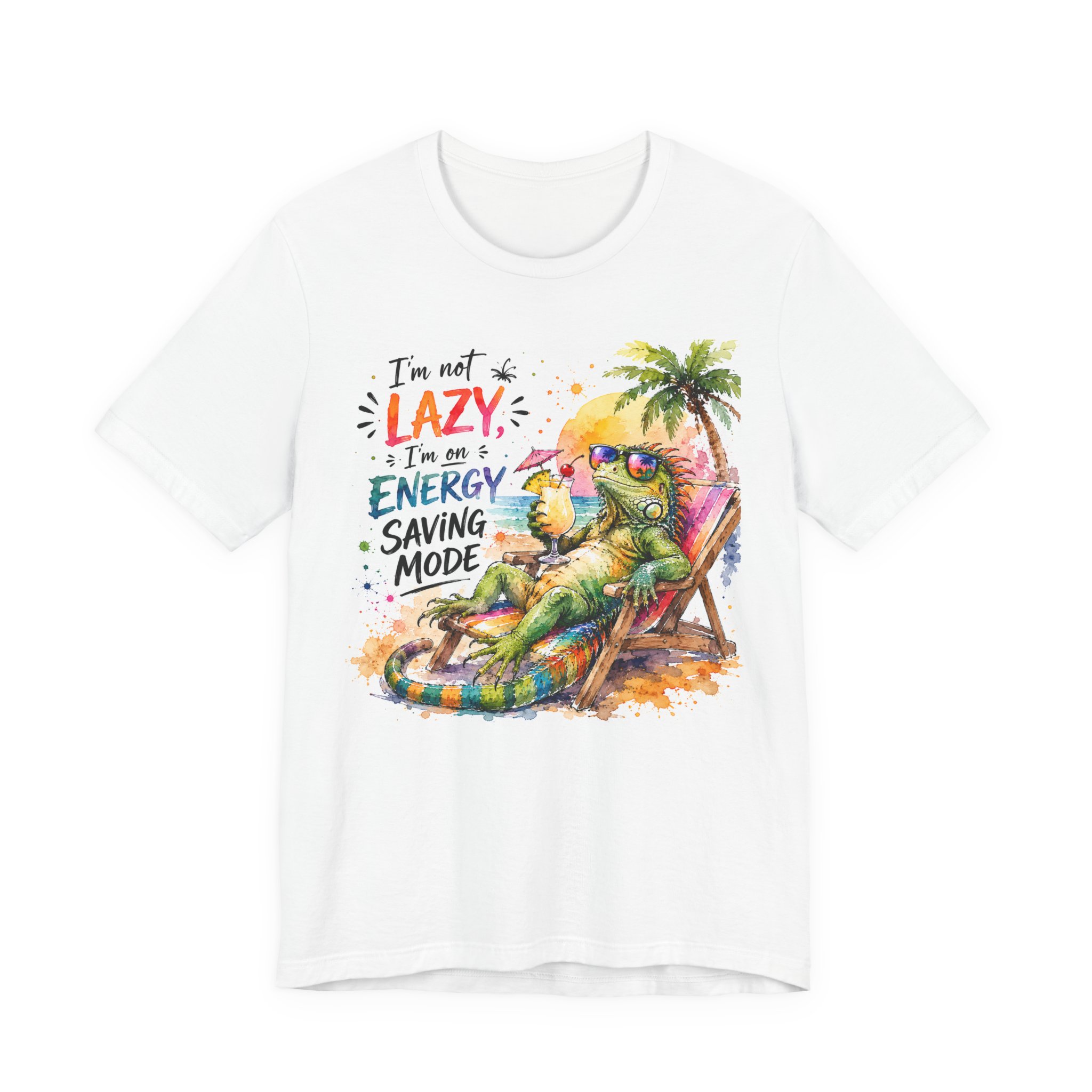 Energy Saving Mode Lizard Tee – Funny Vacation Iguana Shirt - Image 3