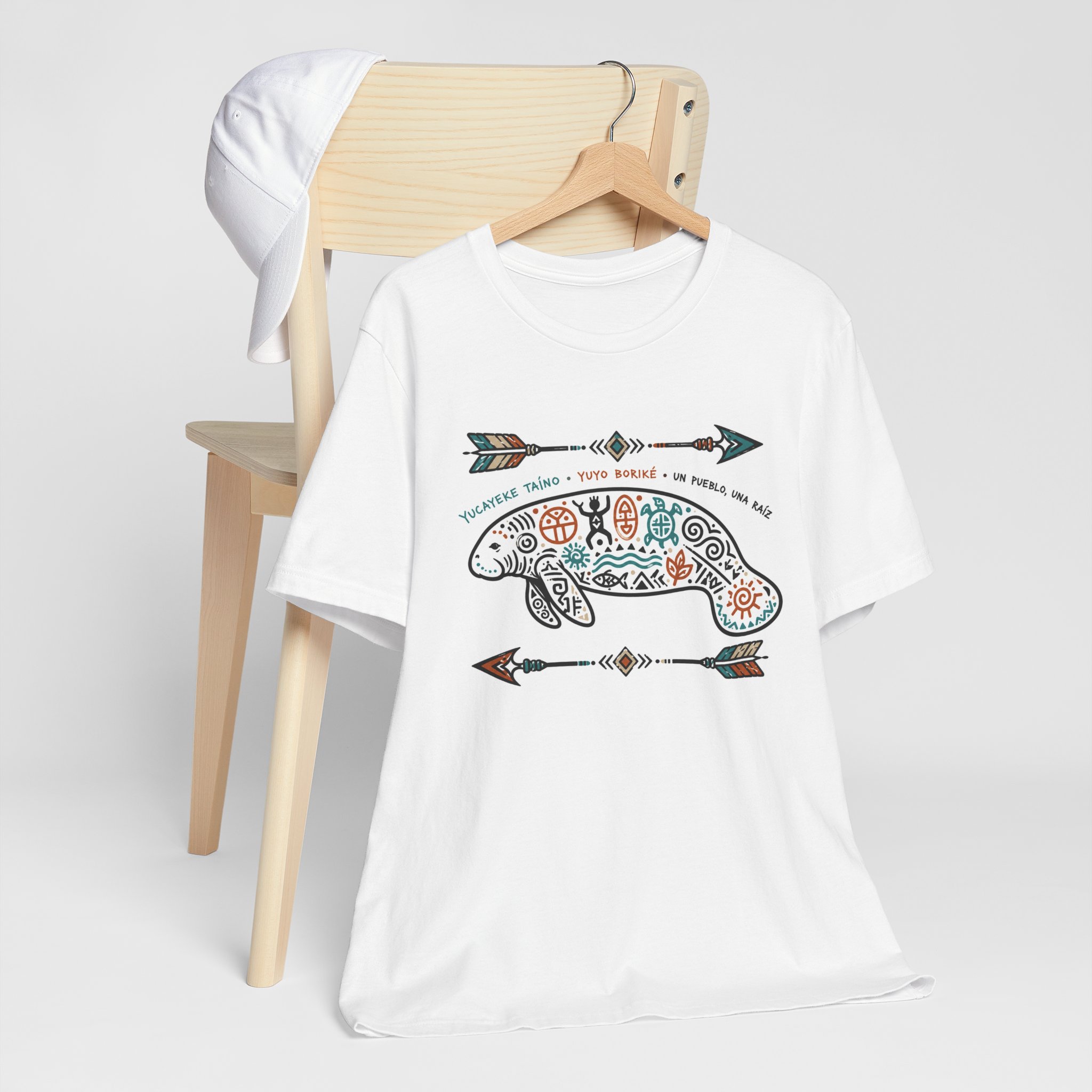 One People One Root Manatee T-Shirt — Taíno Caribbean Heritage Tee Spanish - Image 3