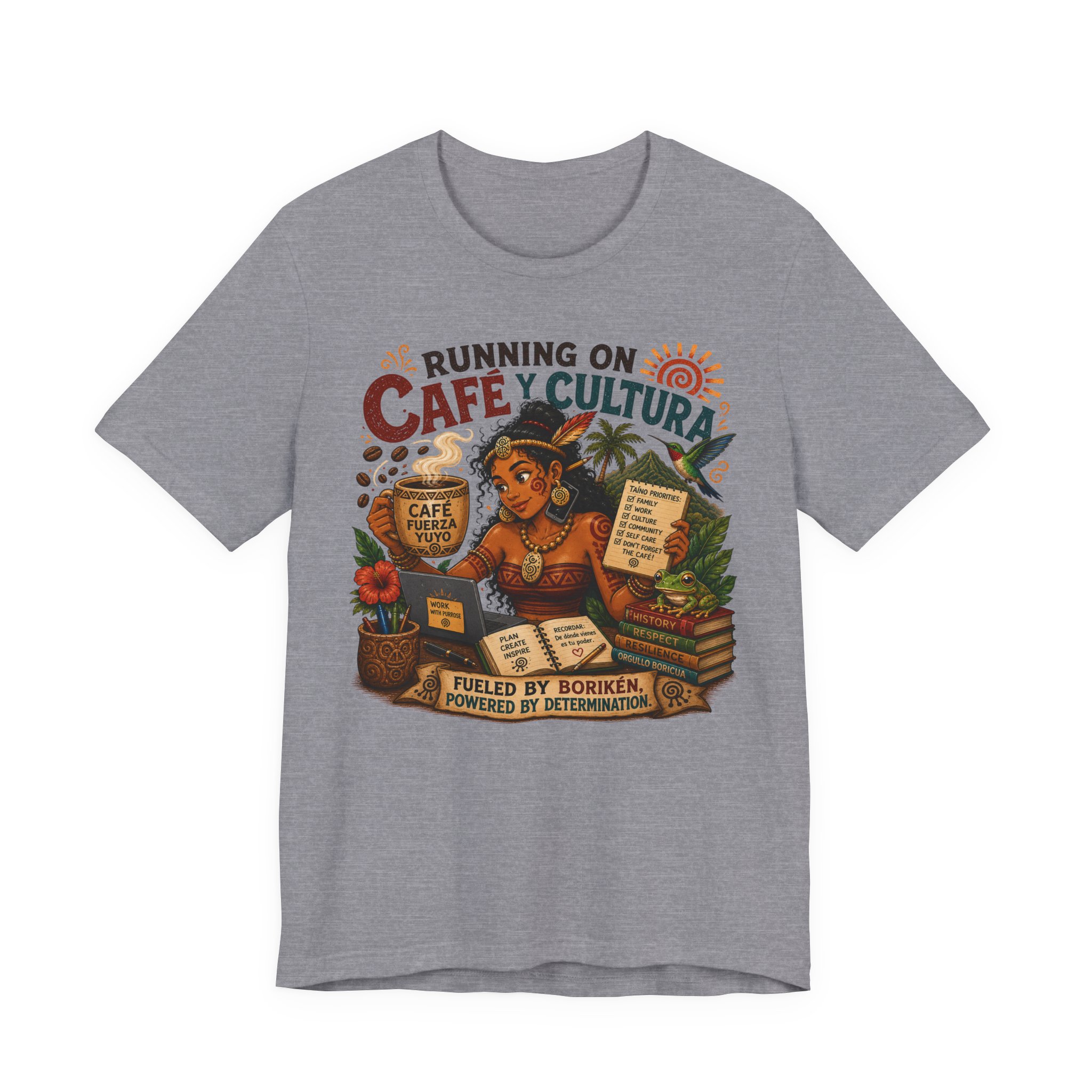 Puerto Rican Pride Coffee Tee – Running on Café y Cultura - Image 2