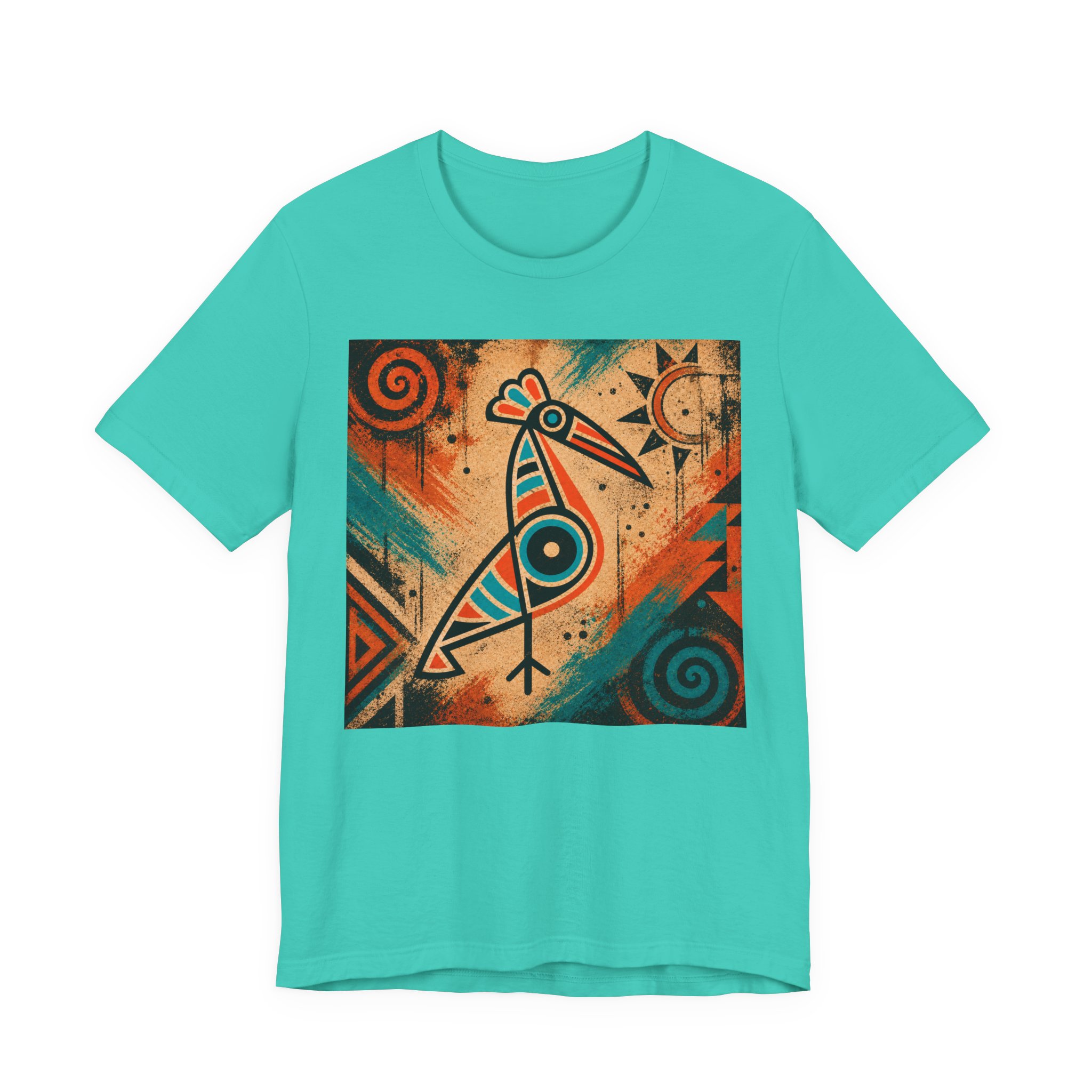 Tribal Art Graphic Tee – Native Inspired Geometric Bird Design - Image 6