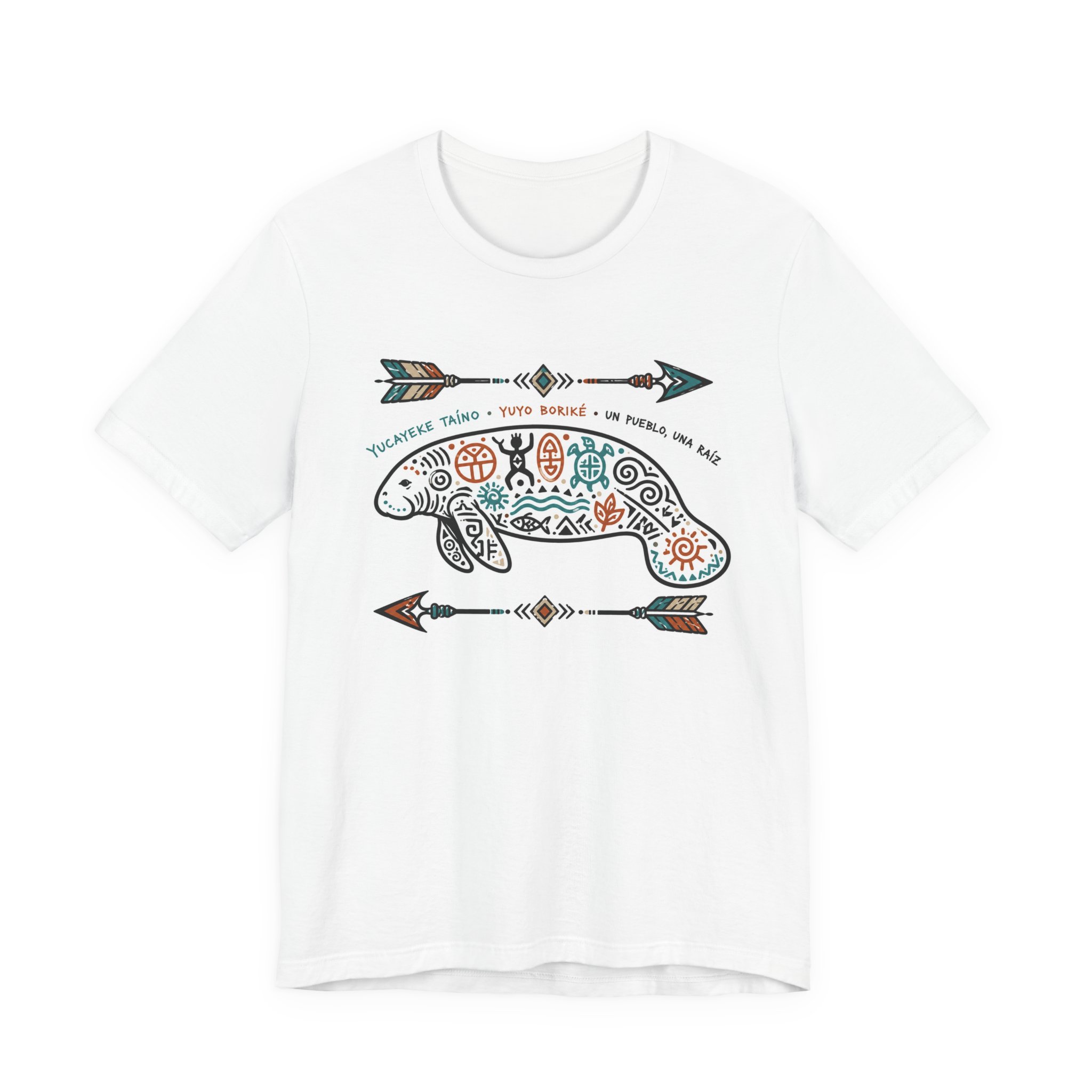 One People One Root Manatee T-Shirt — Taíno Caribbean Heritage Tee Spanish - Image 2