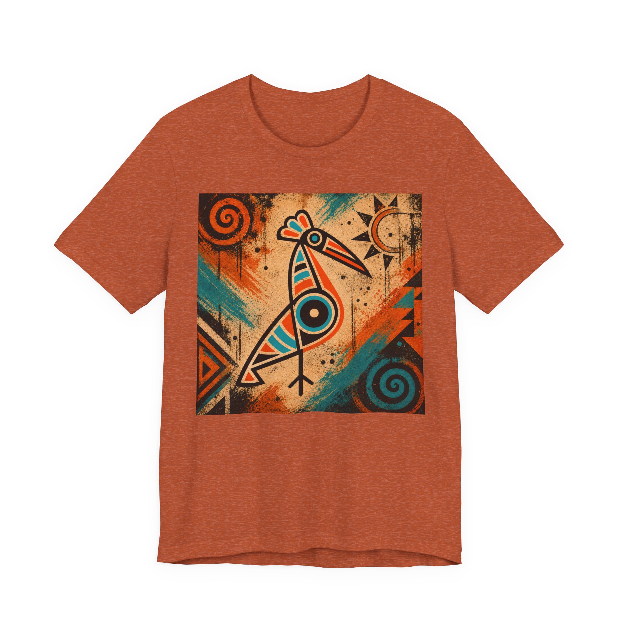 Tribal Art Graphic Tee – Native Inspired Geometric Bird Design - Image 4