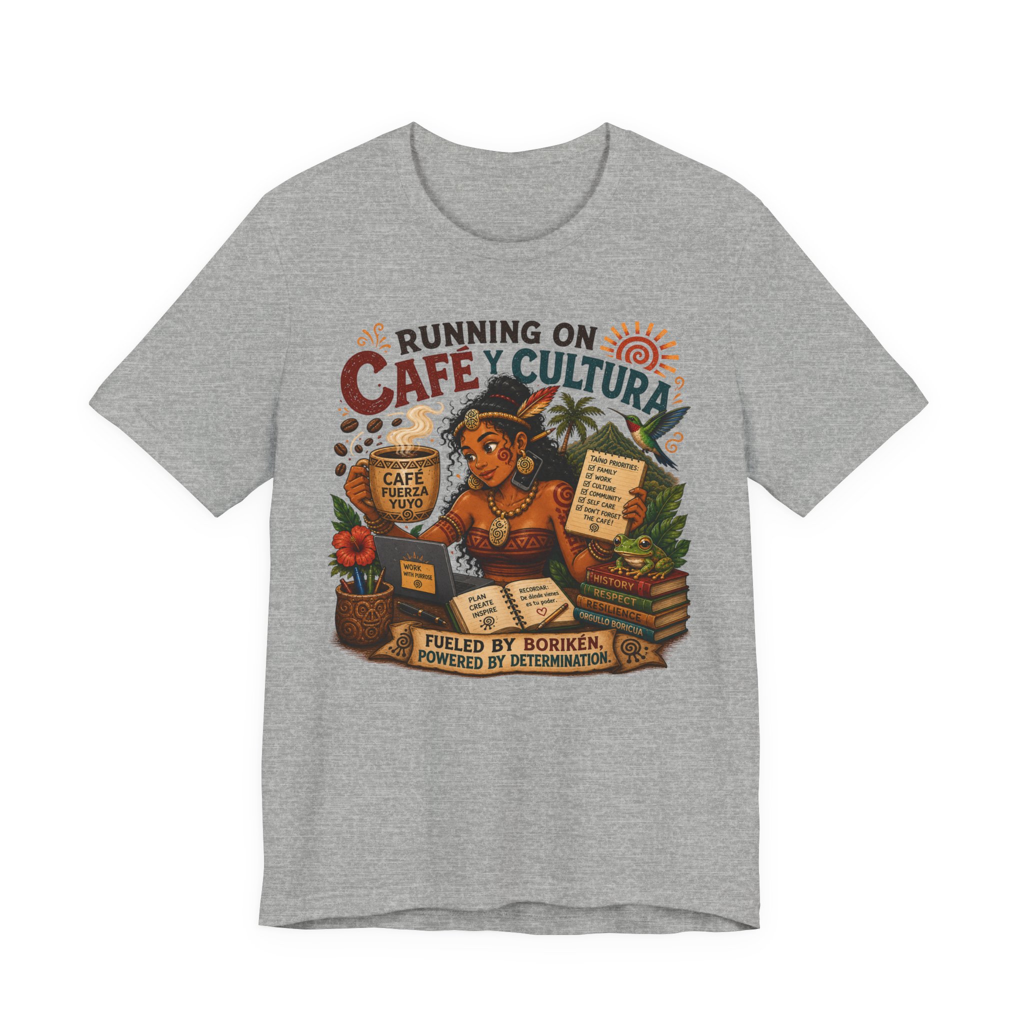 Puerto Rican Pride Coffee Tee – Running on Café y Cultura - Image 4