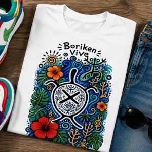 Turtle Floral Tee — 'Boriken Vive' Island Vibes T-Shirt
