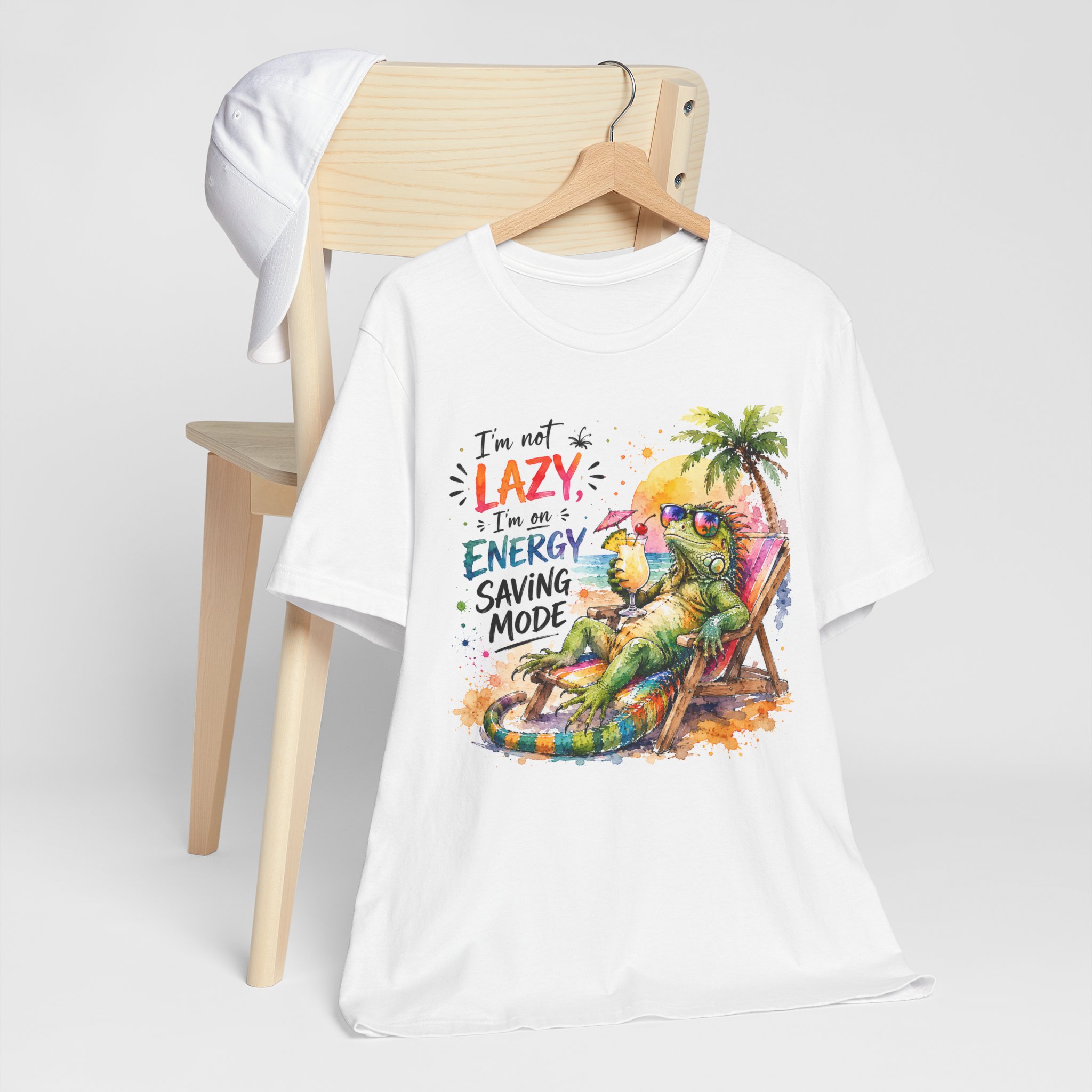 Energy Saving Mode Lizard Tee – Funny Vacation Iguana Shirt - Image 2