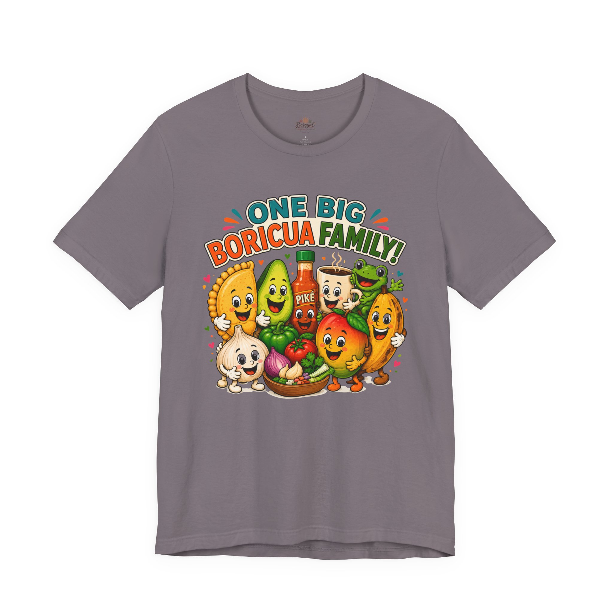 Puerto Rican Food T-Shirt | One Big Boricua Family Graphic Tee - Image 13