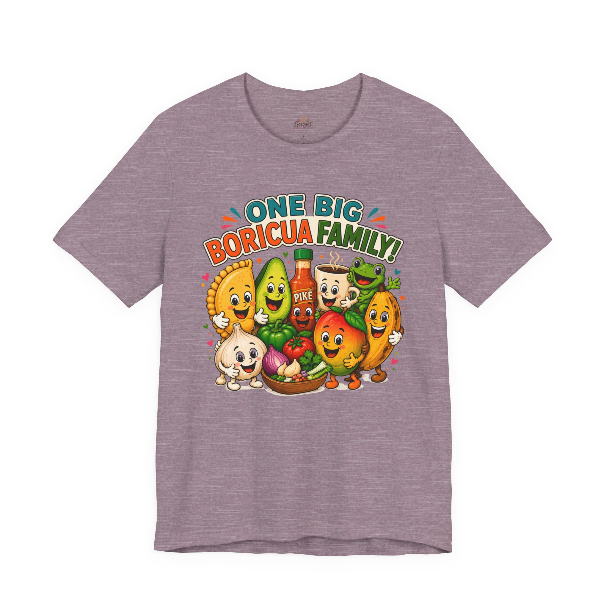 Puerto Rican Food T-Shirt | One Big Boricua Family Graphic Tee - Image 12