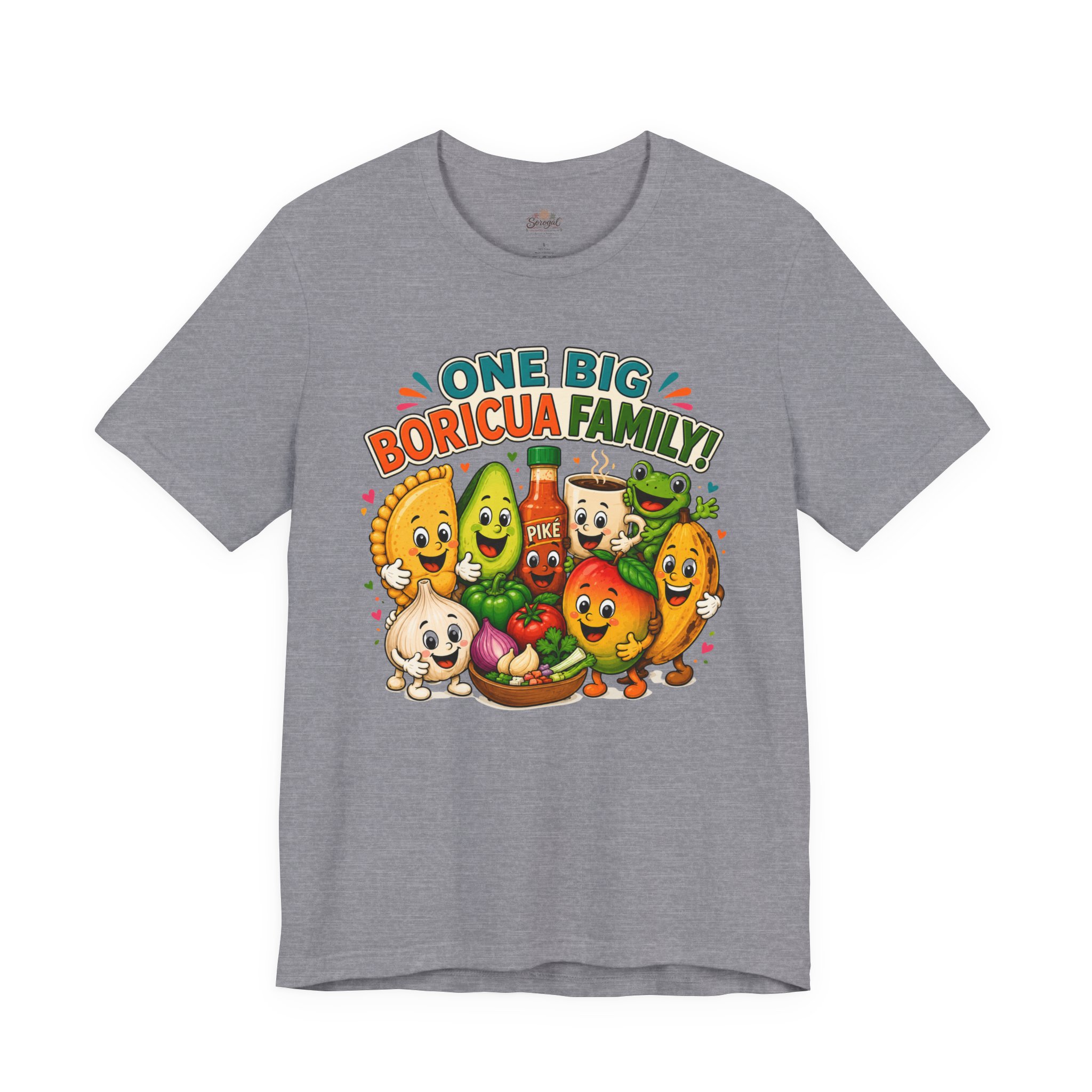 Puerto Rican Food T-Shirt | One Big Boricua Family Graphic Tee - Image 9
