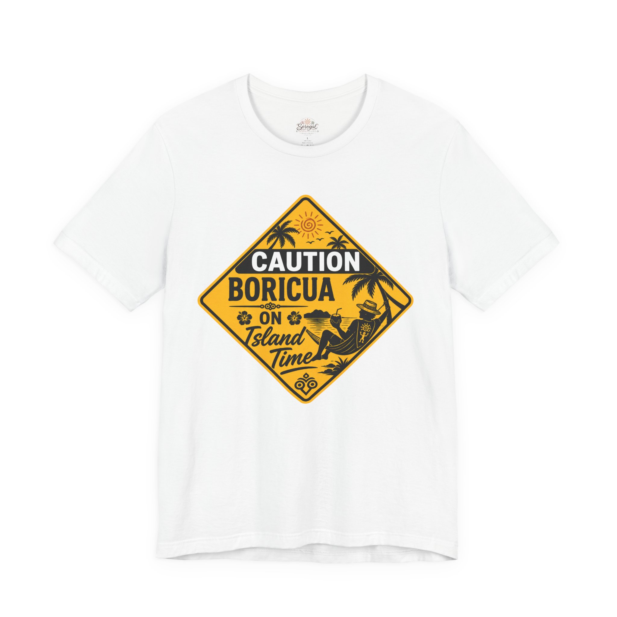 Caution Boricua on Island Time T-Shirt | Puerto Rico Beach Graphic Tee - Image 2