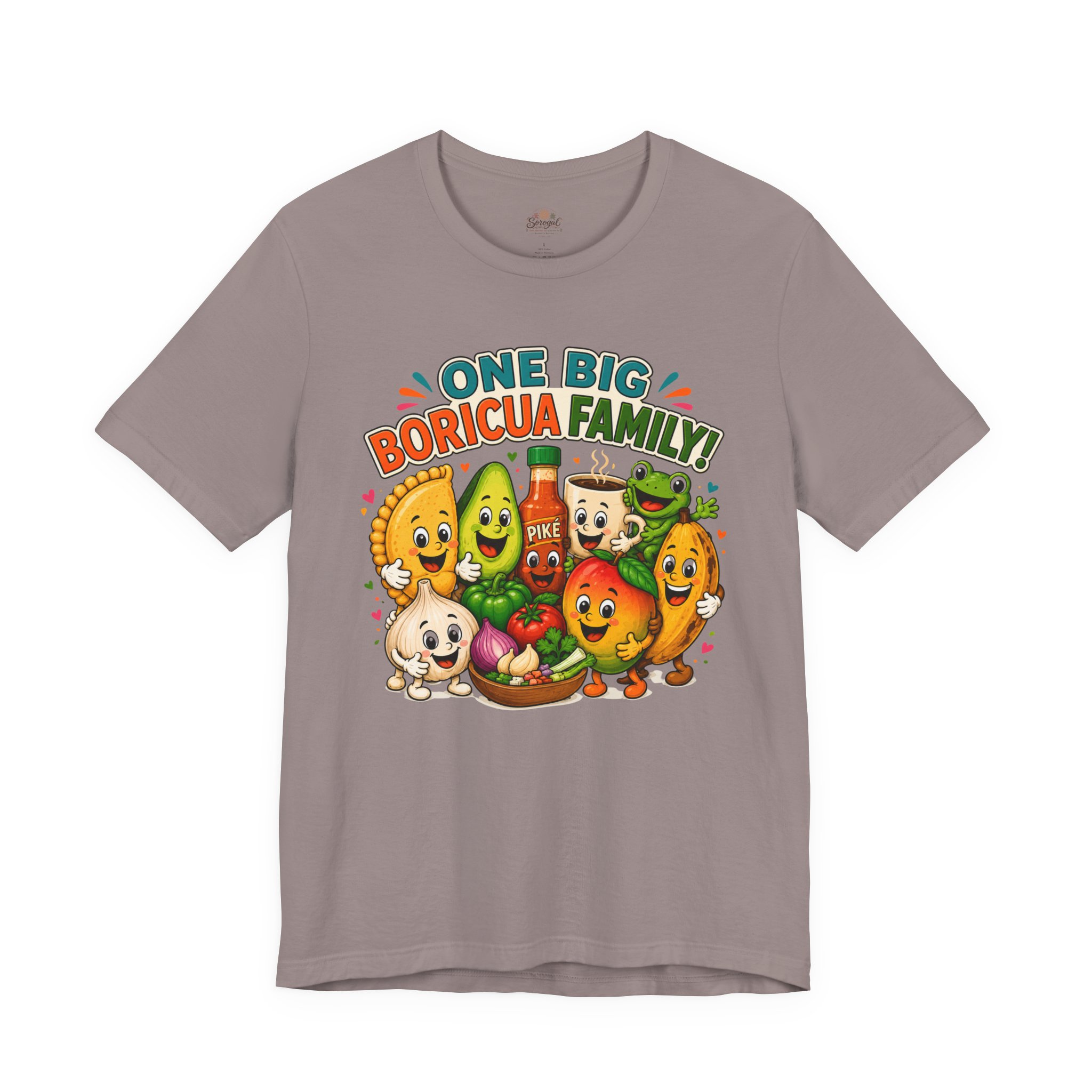 Puerto Rican Food T-Shirt | One Big Boricua Family Graphic Tee - Image 3