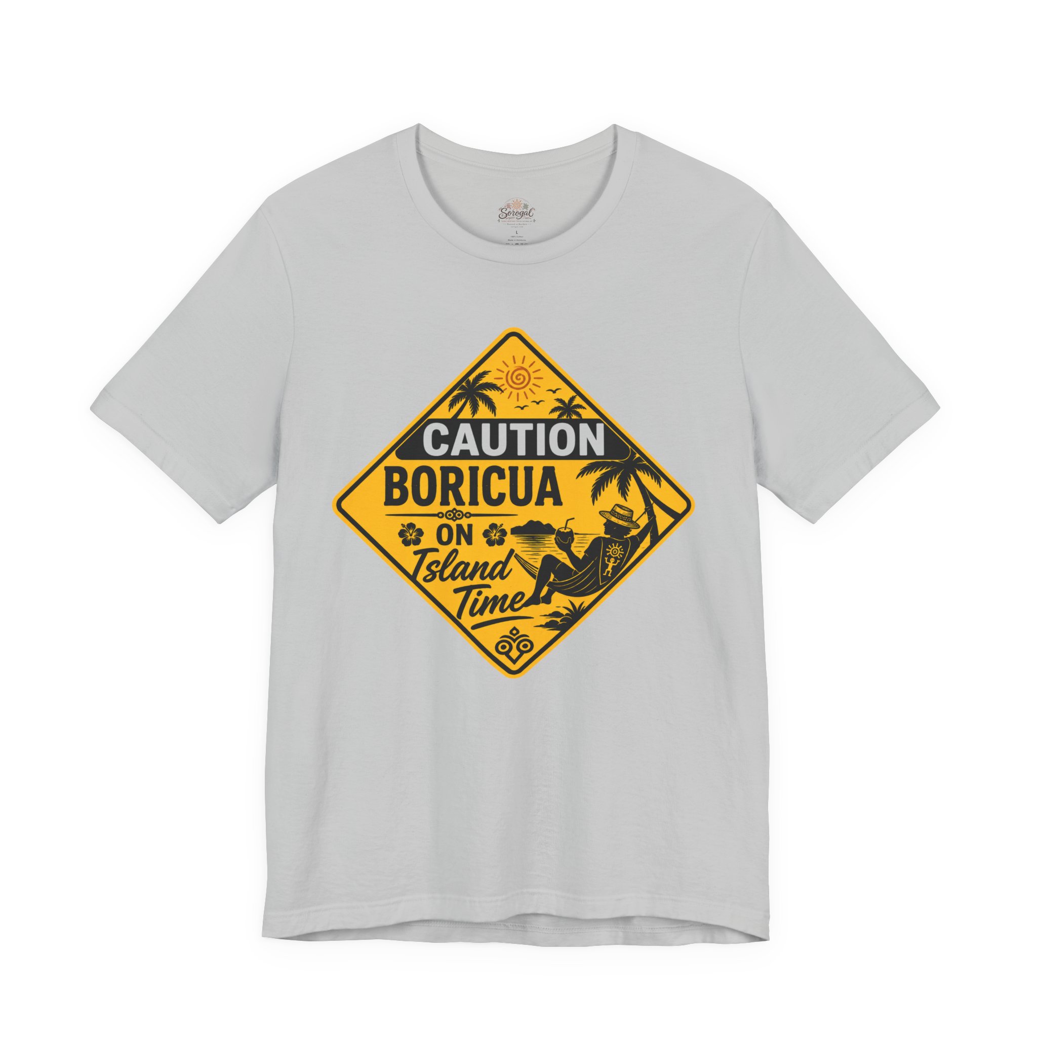 Caution Boricua on Island Time T-Shirt | Puerto Rico Beach Graphic Tee - Image 3