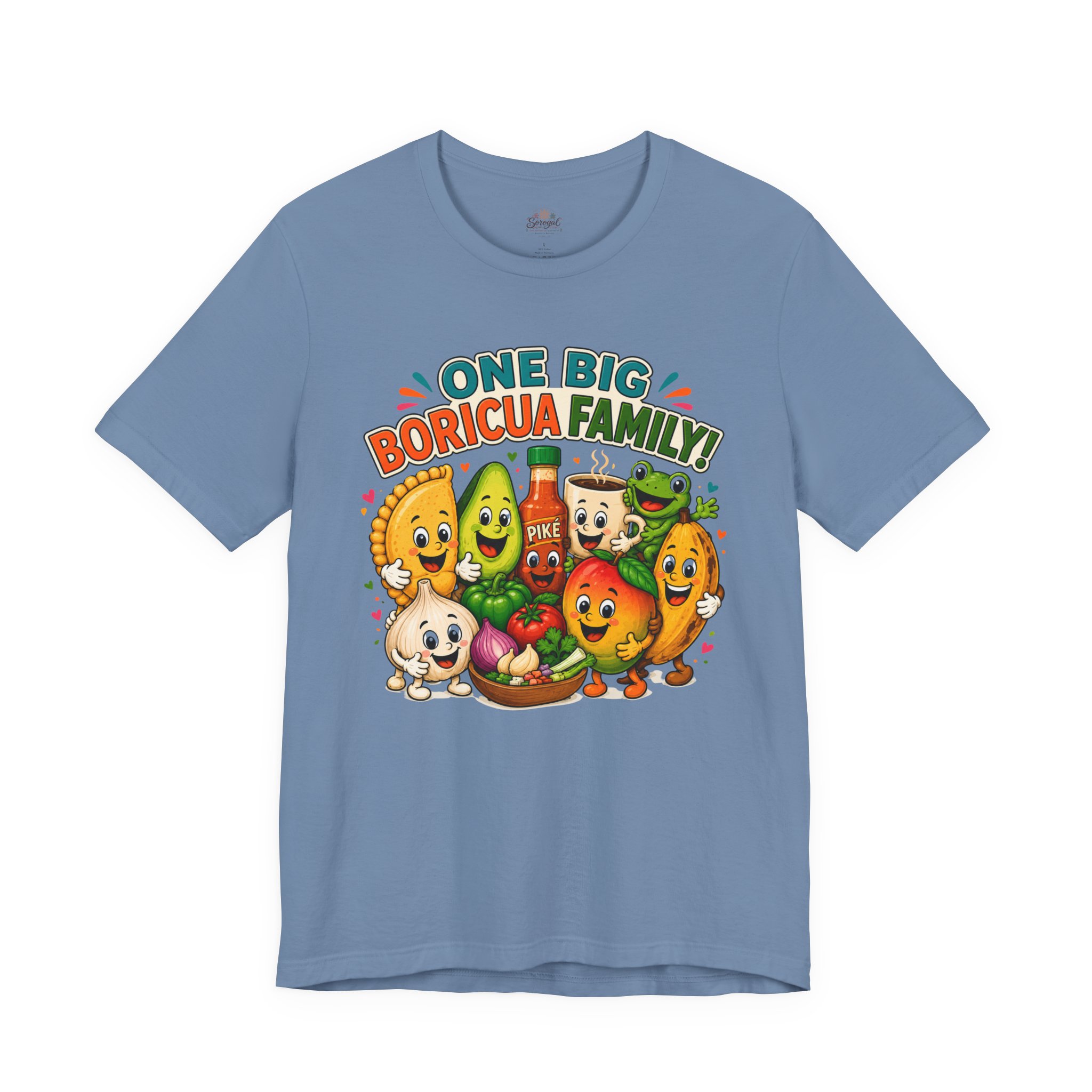 Puerto Rican Food T-Shirt | One Big Boricua Family Graphic Tee - Image 10