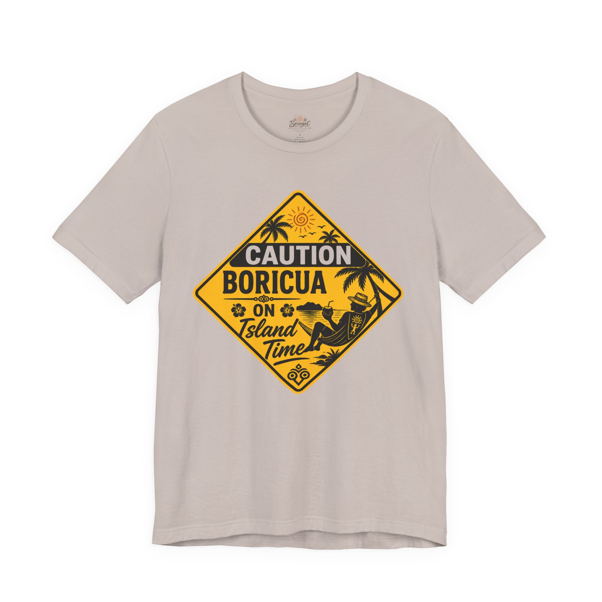 Caution Boricua on Island Time T-Shirt | Puerto Rico Beach Graphic Tee - Image 6