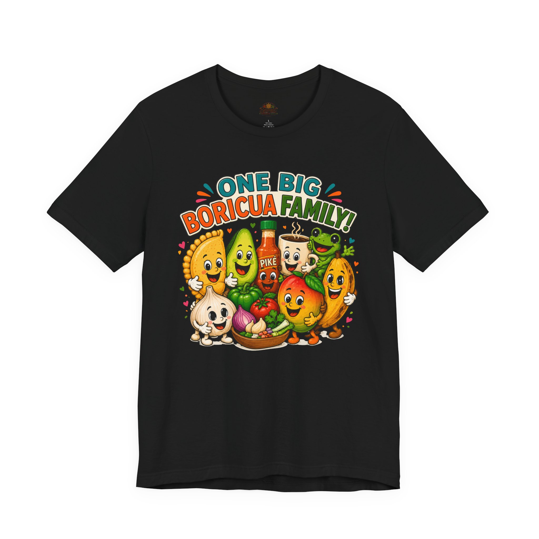 Puerto Rican Food T-Shirt | One Big Boricua Family Graphic Tee - Image 4