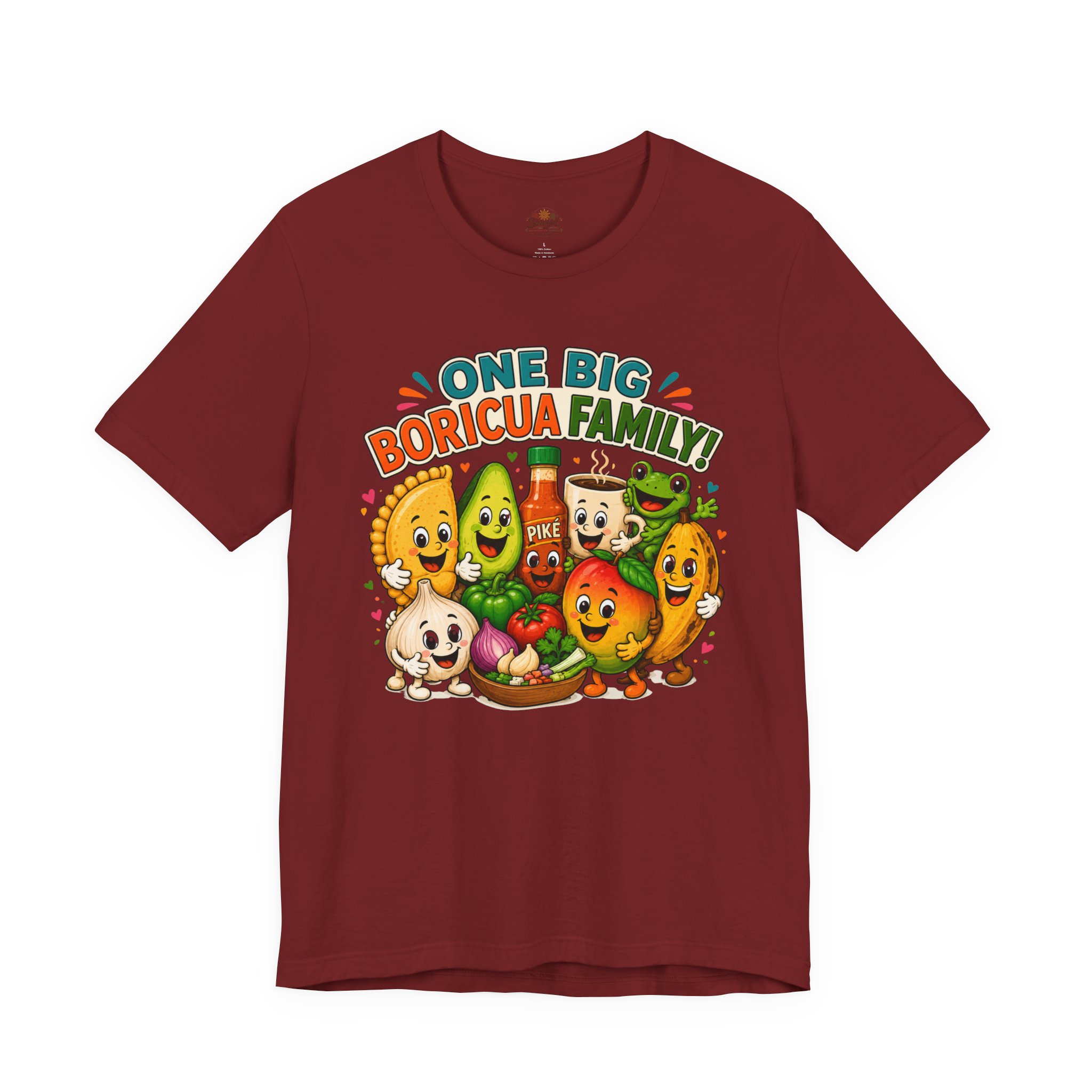 Puerto Rican Food T-Shirt | One Big Boricua Family Graphic Tee - Image 14