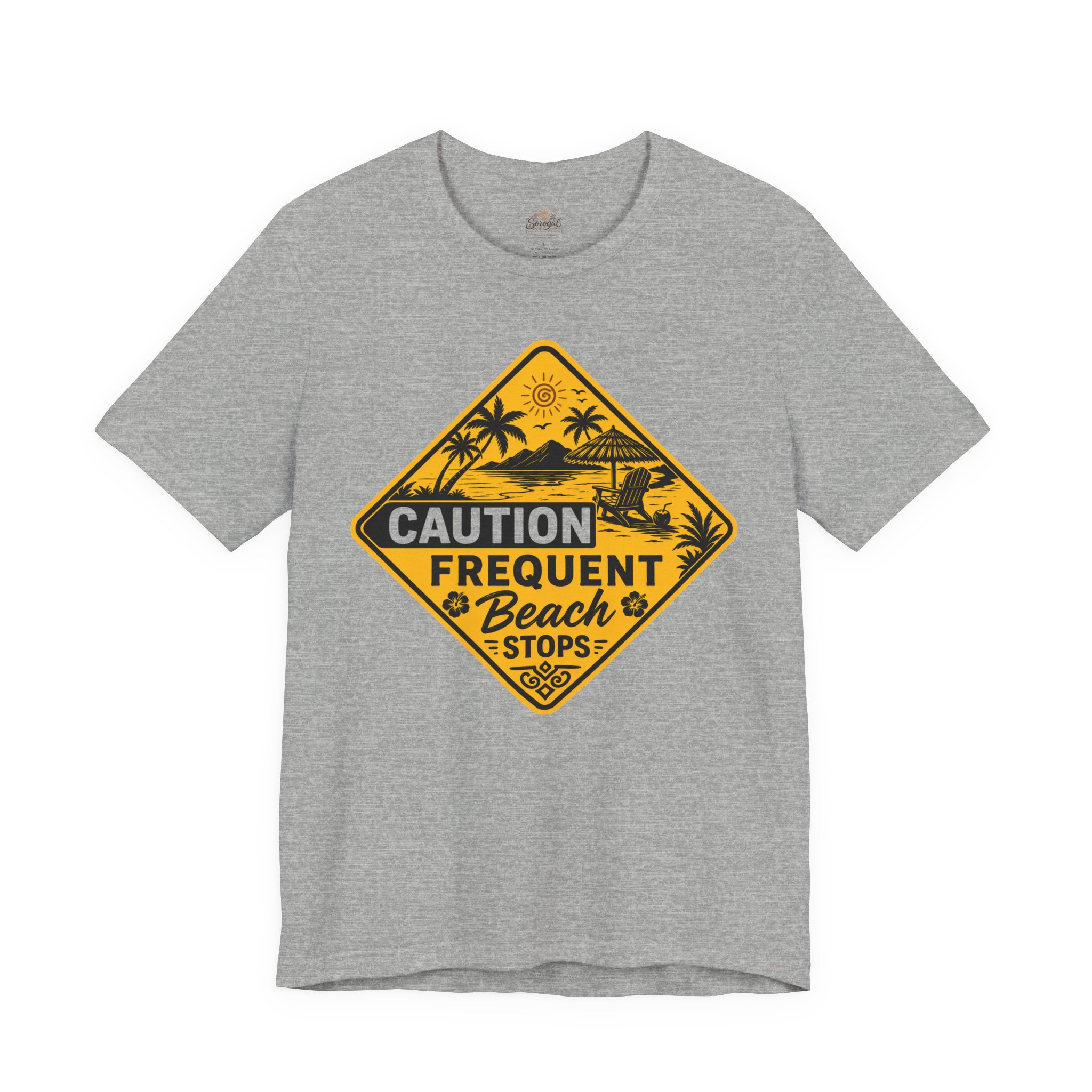 Caution Frequent Beach Stops T-Shirt | Tropical Beach Graphic Tee - Image 6