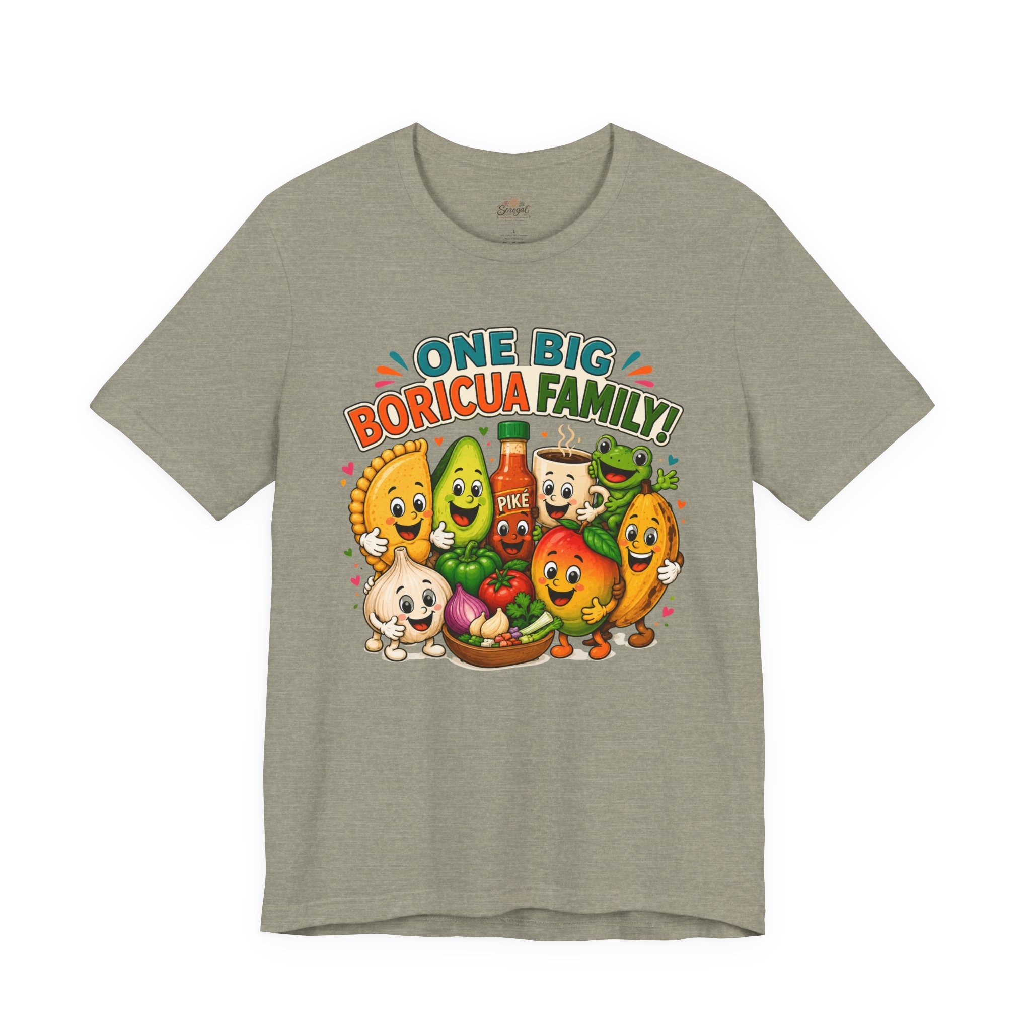 Puerto Rican Food T-Shirt | One Big Boricua Family Graphic Tee - Image 5