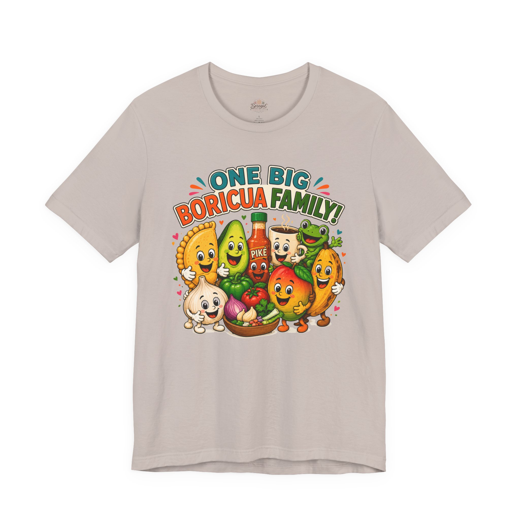 Puerto Rican Food T-Shirt | One Big Boricua Family Graphic Tee - Image 6