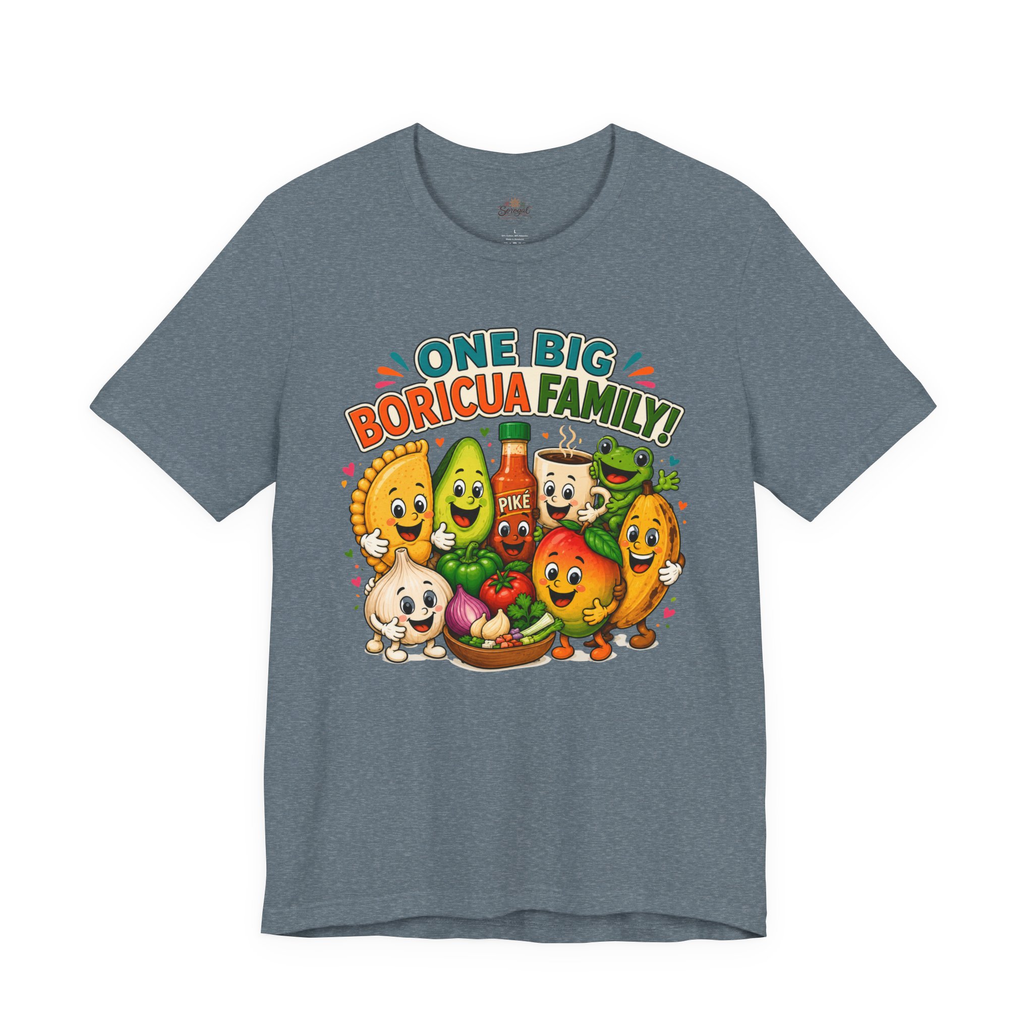 Puerto Rican Food T-Shirt | One Big Boricua Family Graphic Tee - Image 11