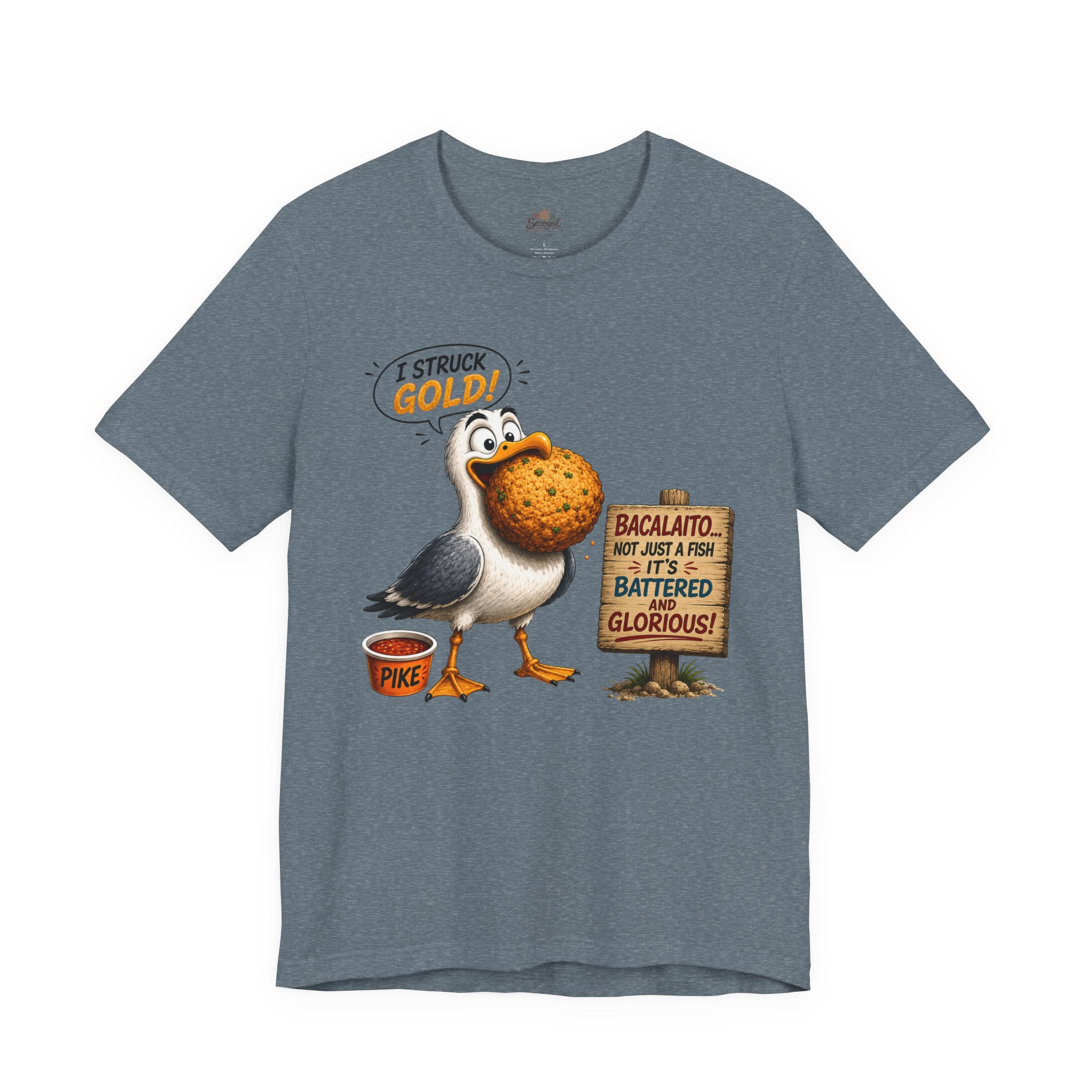 I Struck Gold! Seagull T-Shirt — Funny Fish Bait Graphic Tee - Image 8