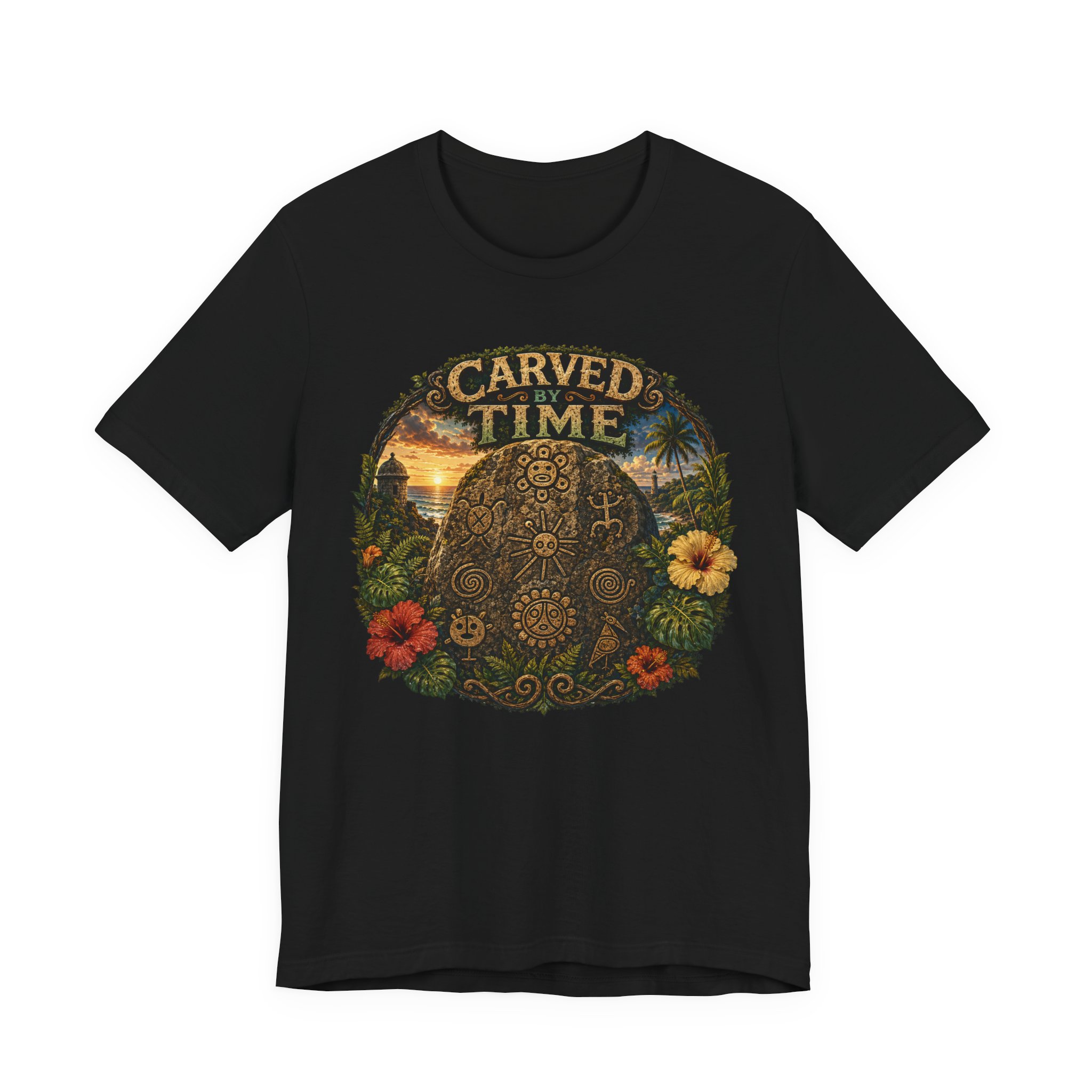 Taíno Petroglyph Puerto Rico Graphic Tee – Carved by Time - Image 7