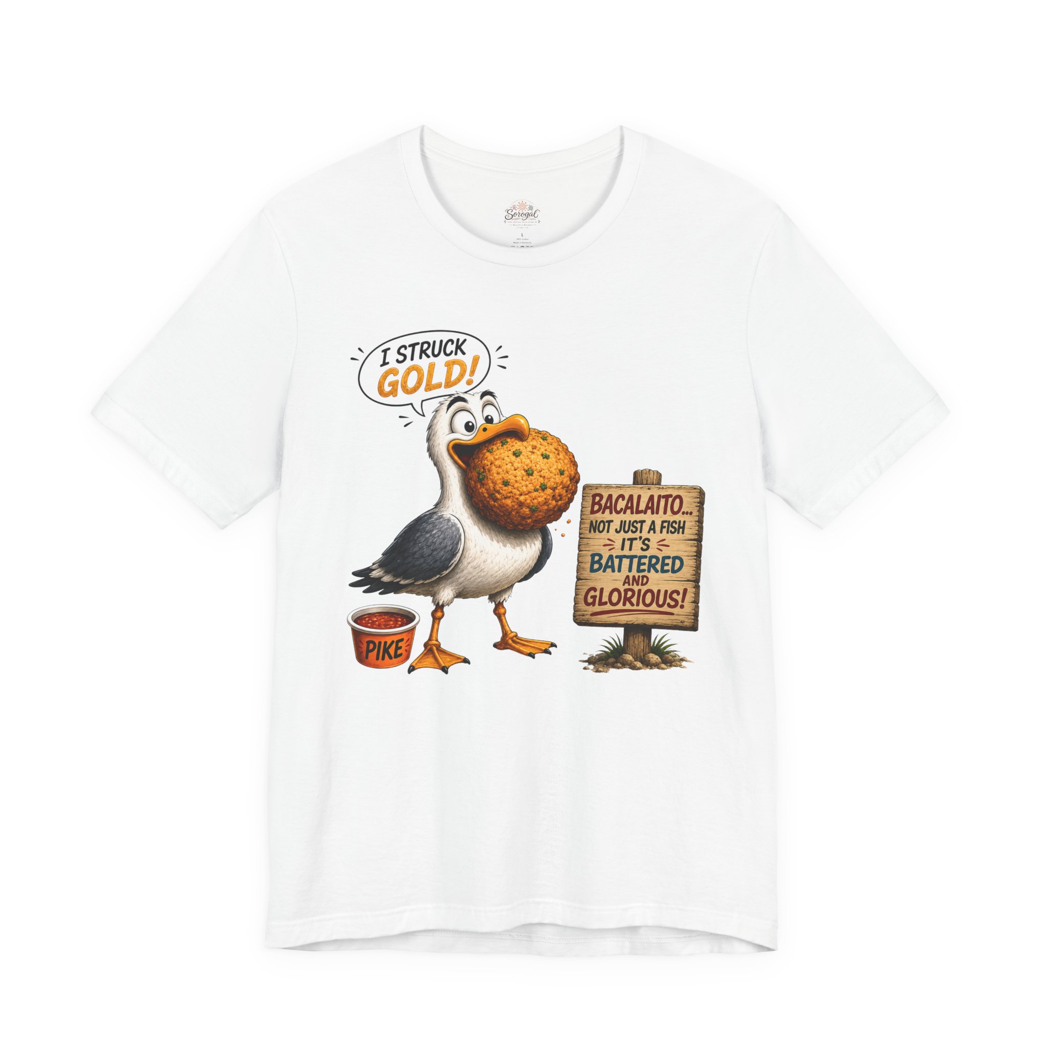 I Struck Gold! Seagull T-Shirt — Funny Fish Bait Graphic Tee - Image 2