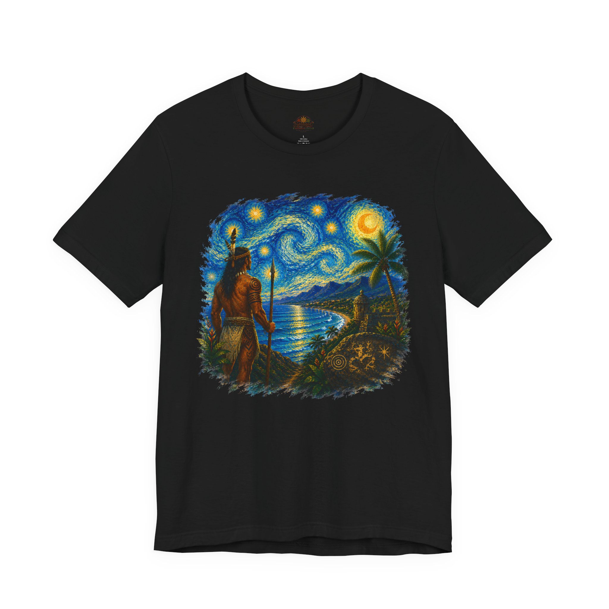 Tropical Starry Night T-Shirt — Puerto Rico Beach Van Gogh Style Art Graphic Tee - Image 4