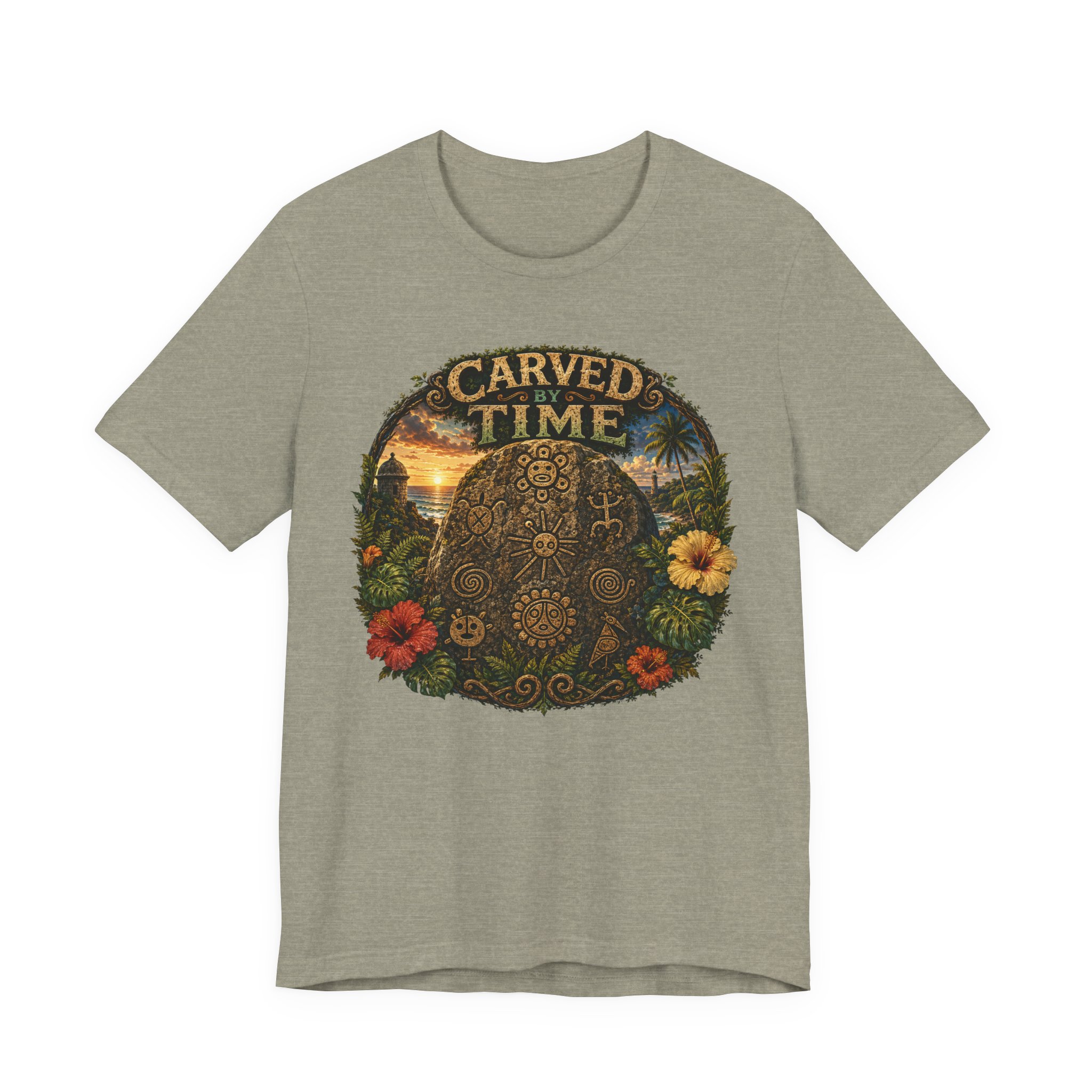 Taíno Petroglyph Puerto Rico Graphic Tee – Carved by Time - Image 4