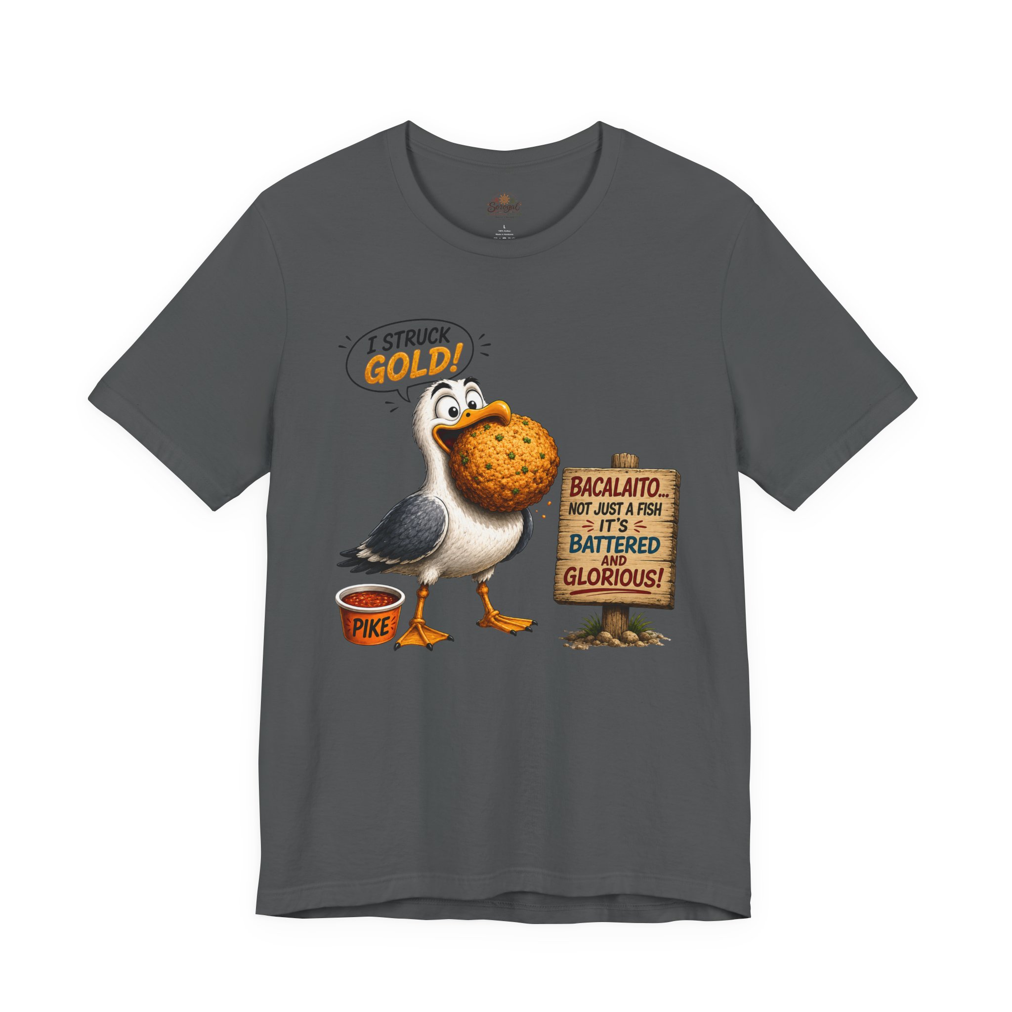 I Struck Gold! Seagull T-Shirt — Funny Fish Bait Graphic Tee - Image 9