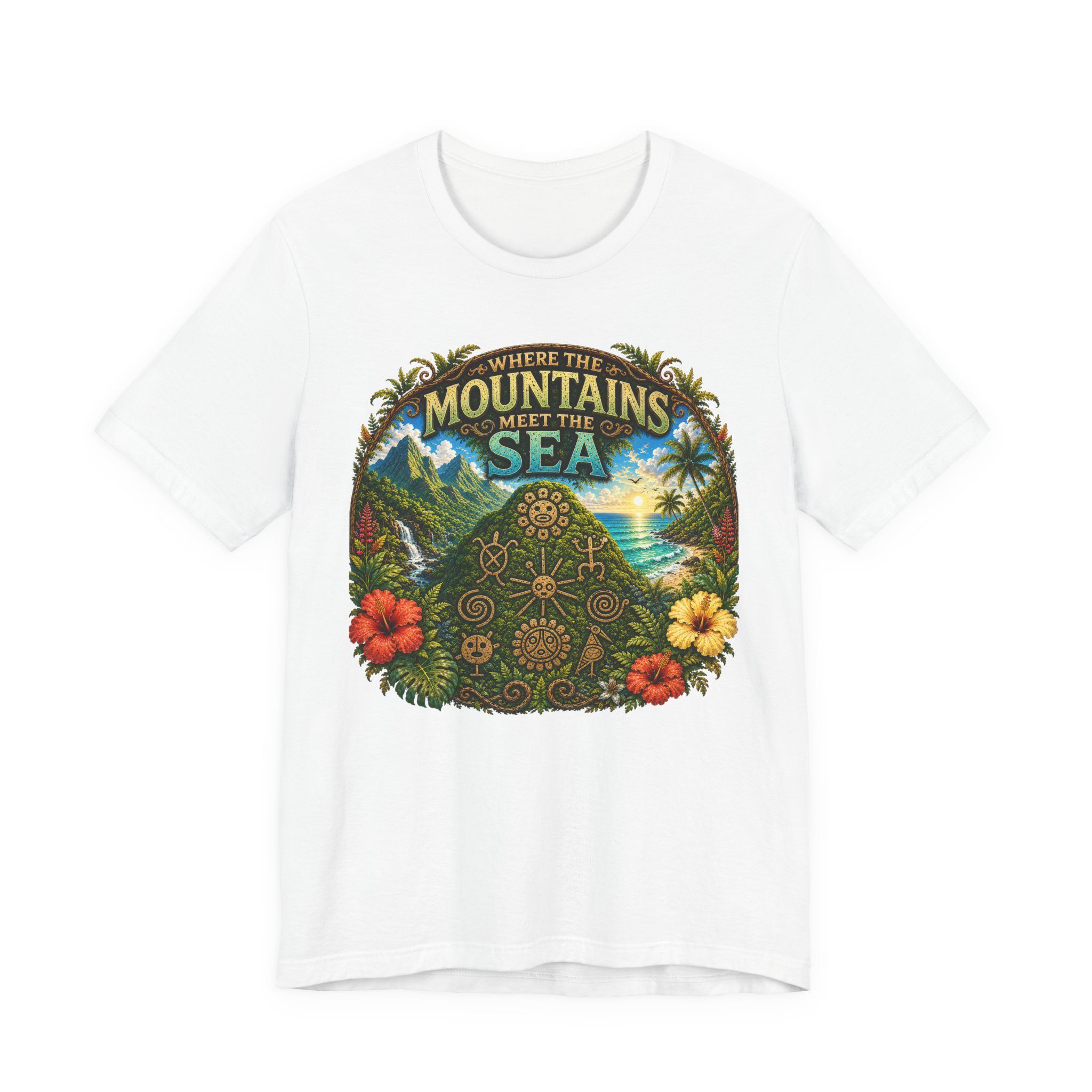 Puerto Rico Taíno Nature Graphic Tee | Where the Mountains Meet the Sea - Image 2