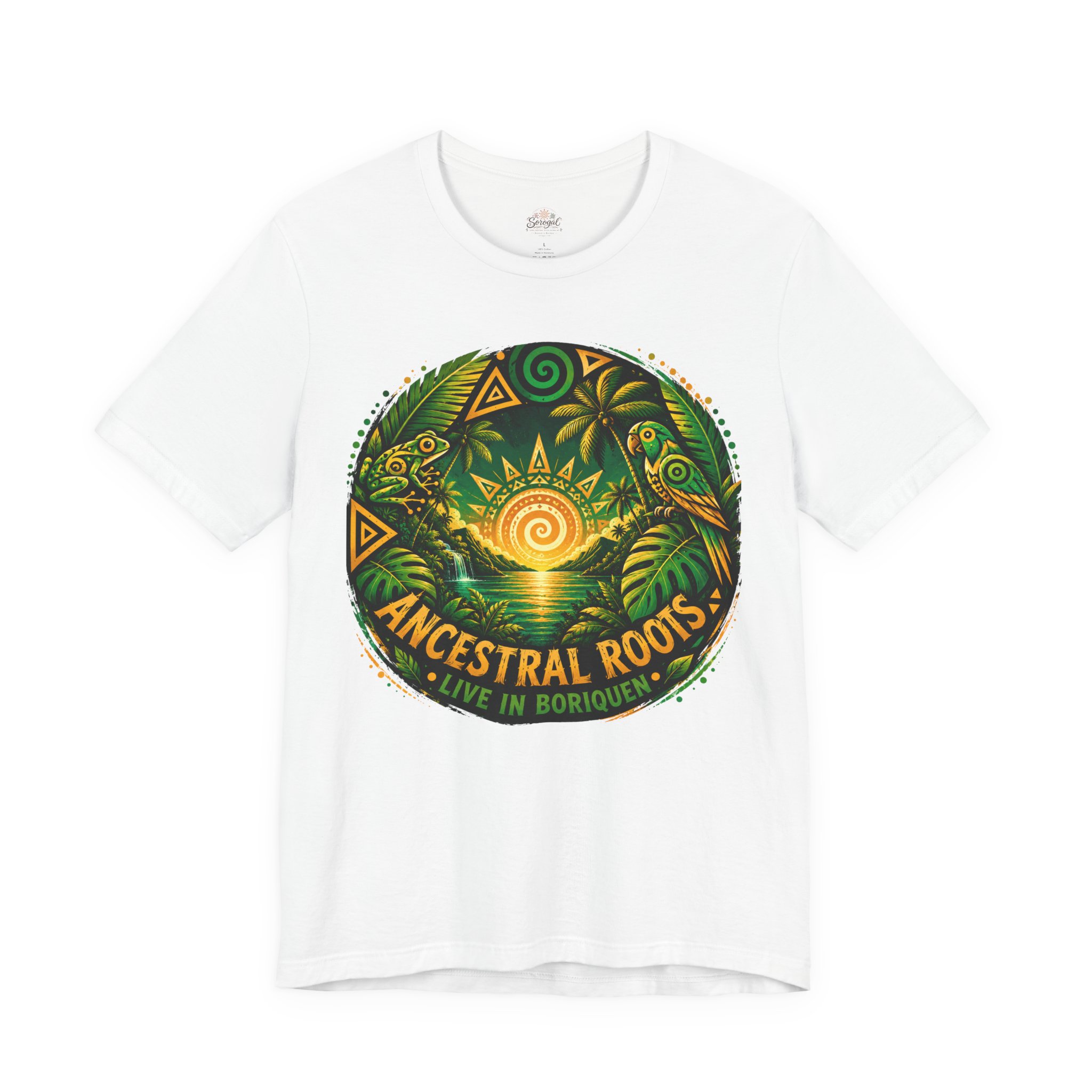 T-Shirt — Ancestral Roots "Live in Borinquen" Tribal Sun Graphic - Image 2