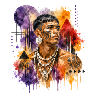 Indigenous Warrior Graphic T Shirt – Tribal Watercolor Portrait Tee