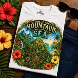 Puerto Rico Taíno Nature Graphic Tee | Where the Mountains Meet the Sea