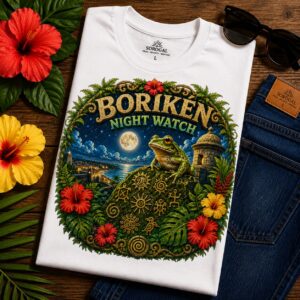 Puerto Rico Coquí Moonlit Graphic Tee | Borikén Night Watch